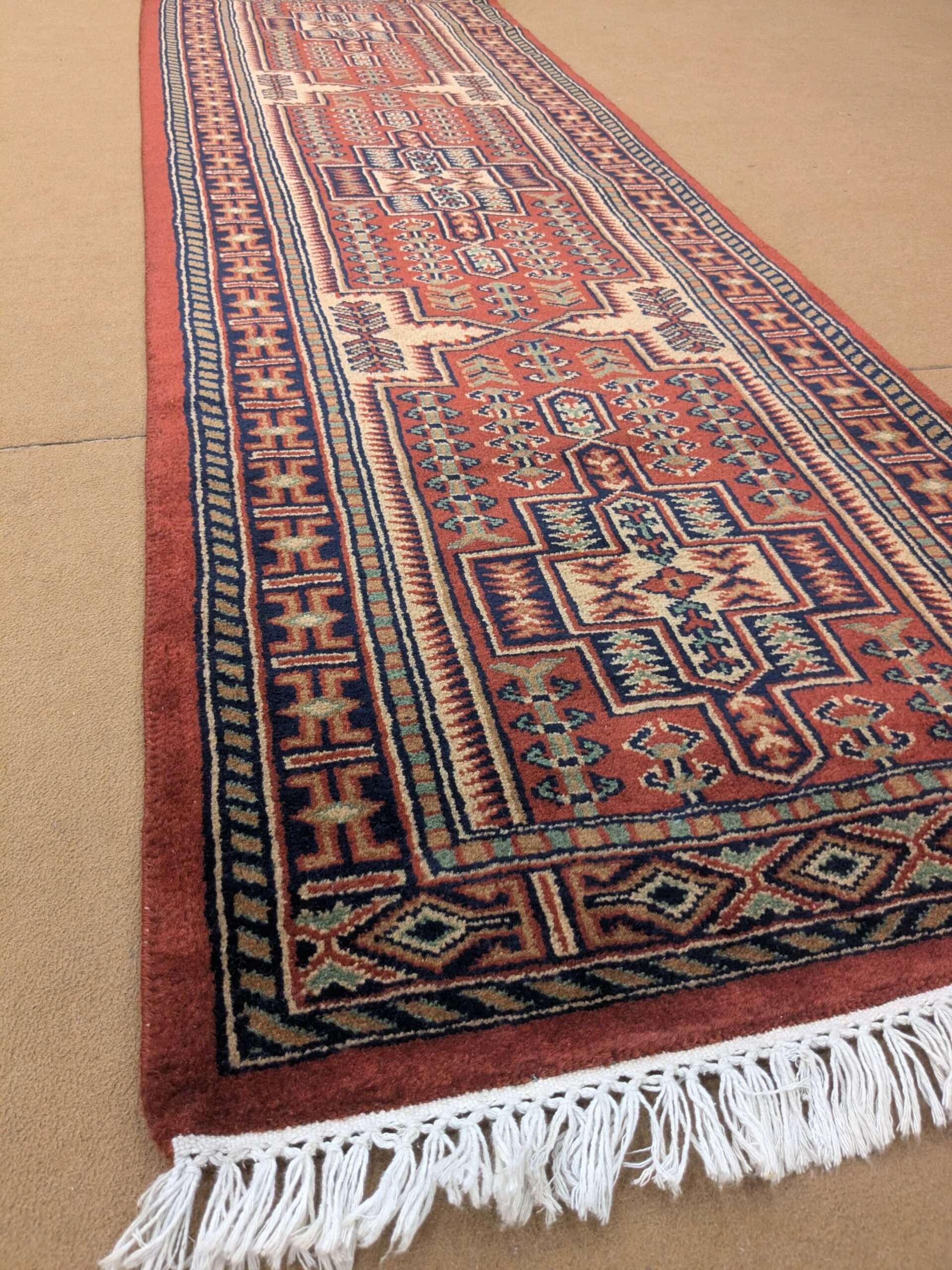 Red Tribal Hand Knotted Runner Wool Carpet - 2FT X 6FT | 60CM X 180CM - Image 3