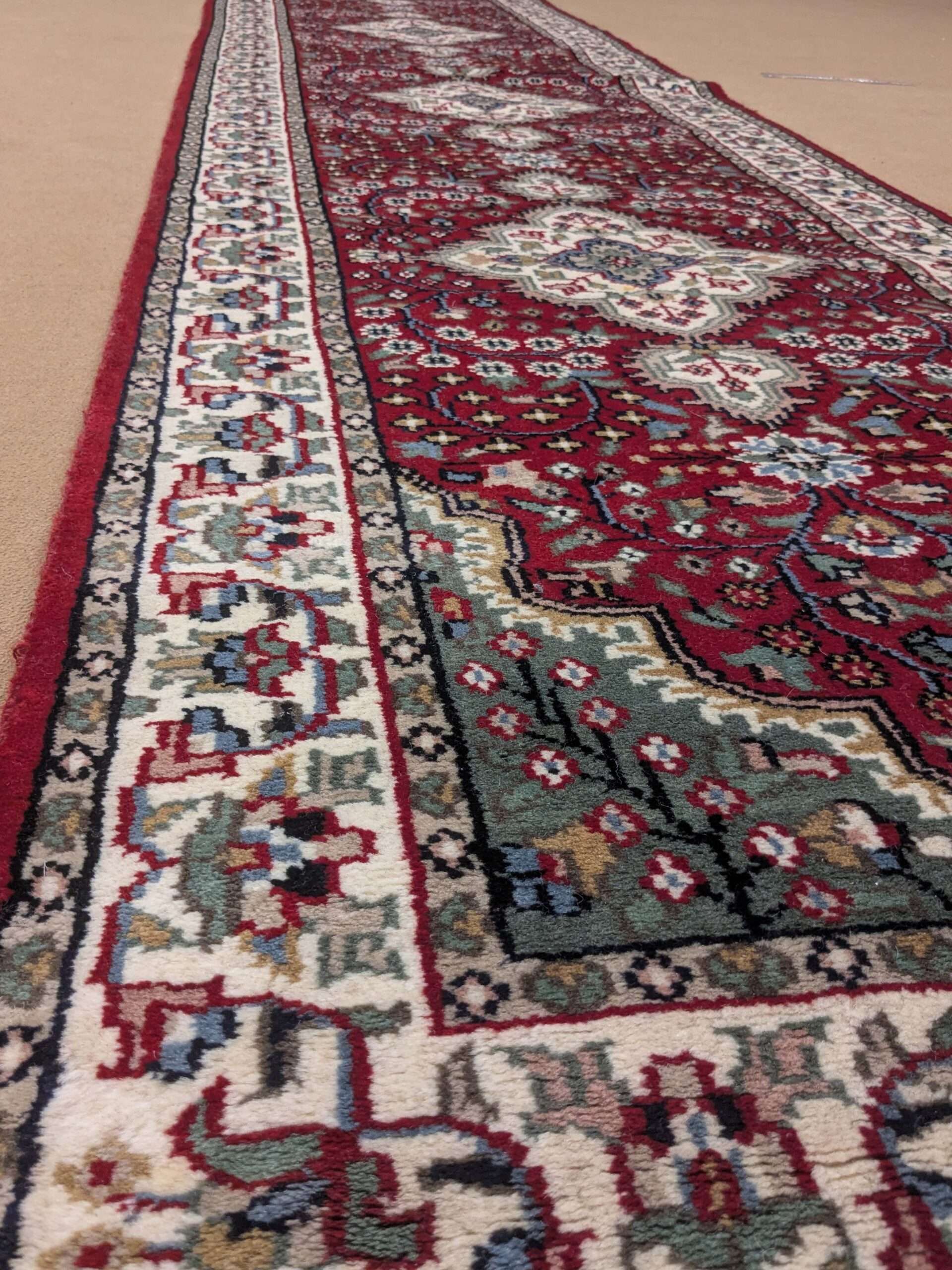 Red Persian Hand Knotted Runner Wool Carpet - 2.5FT X 12FT | 75CM X 360CM - Image 3