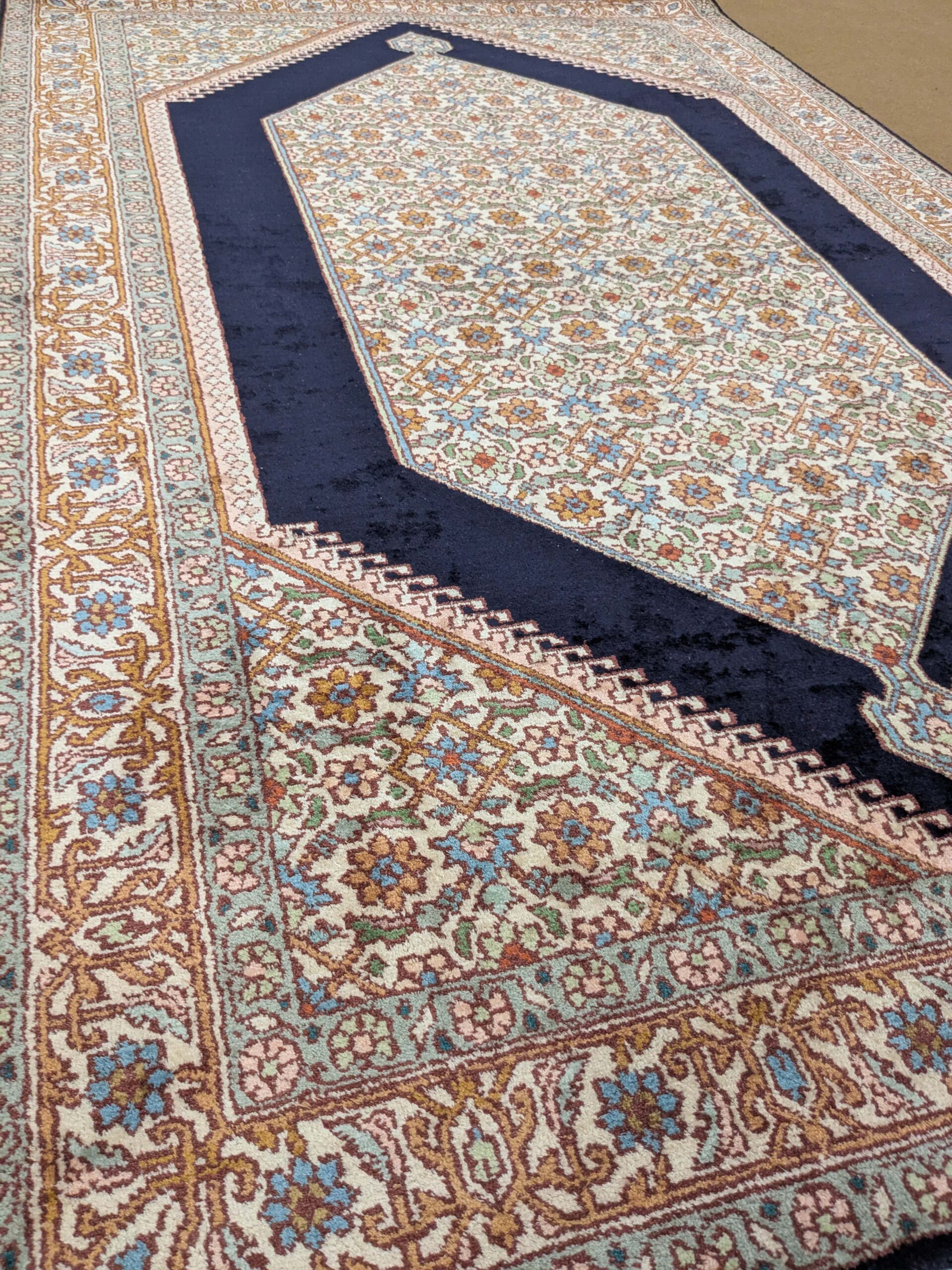 Blue Kirman Silk On Cotton Knotted Carpet - 3FT X 5FT | 90CM X 150CM - Image 2