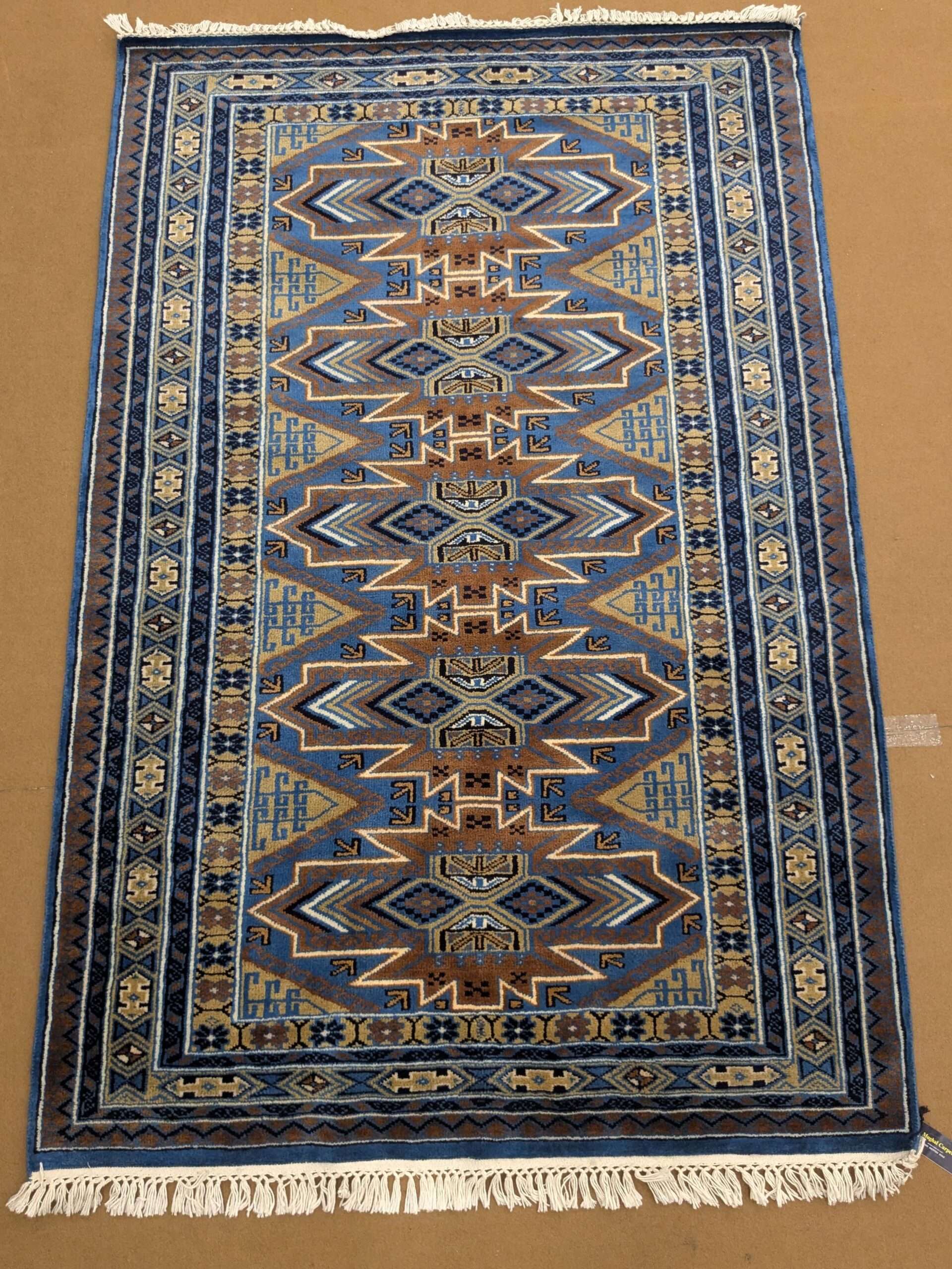 Blue Tribal Hand Knotted Wool Carpet - 4FT X 6FT | 120CM X 180CM - Image 2