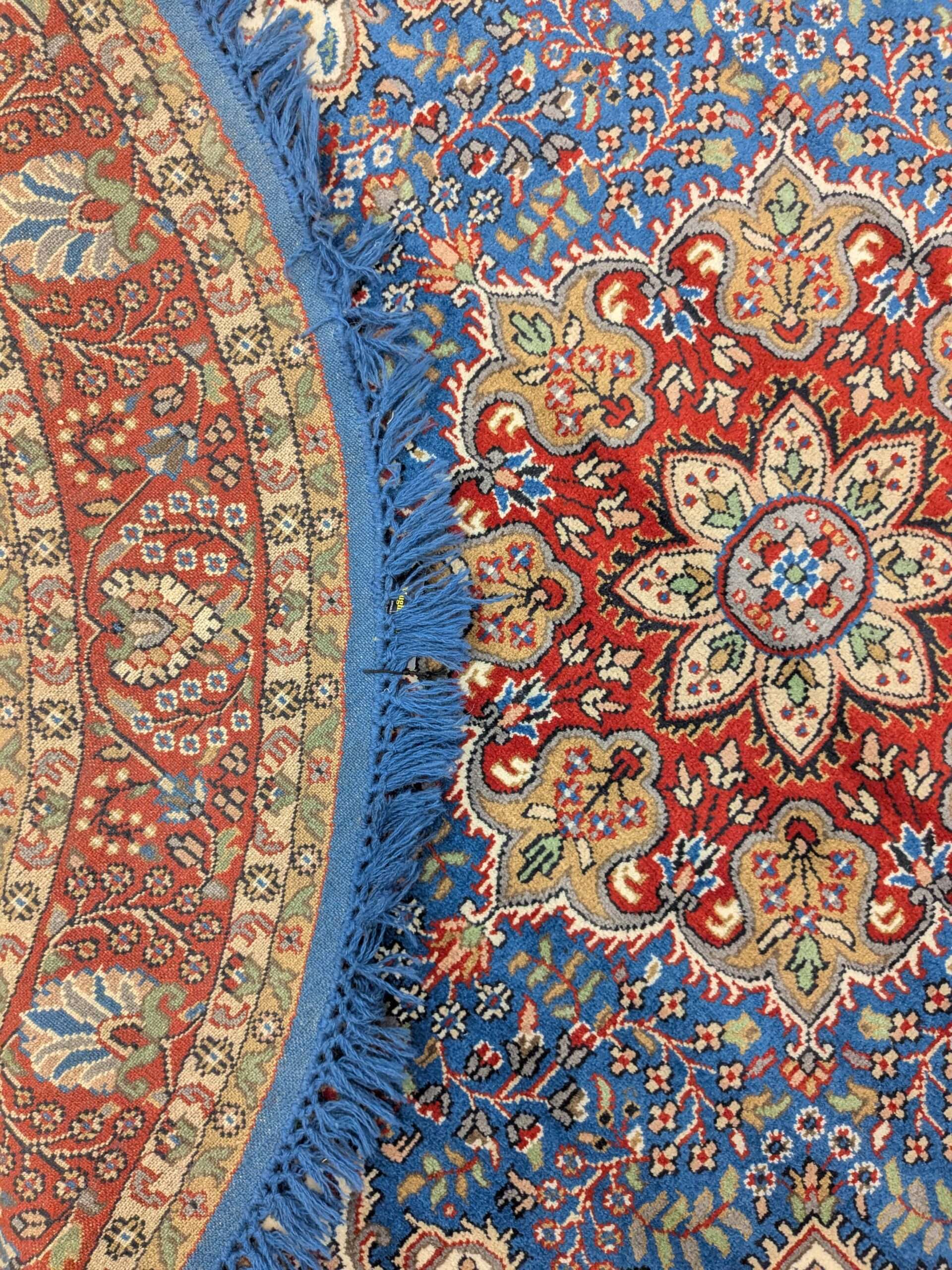 Blue Persian Hand Knotted Round Wool Carpet - 6FT X 6FT | 180CM X 180CM - Image 2