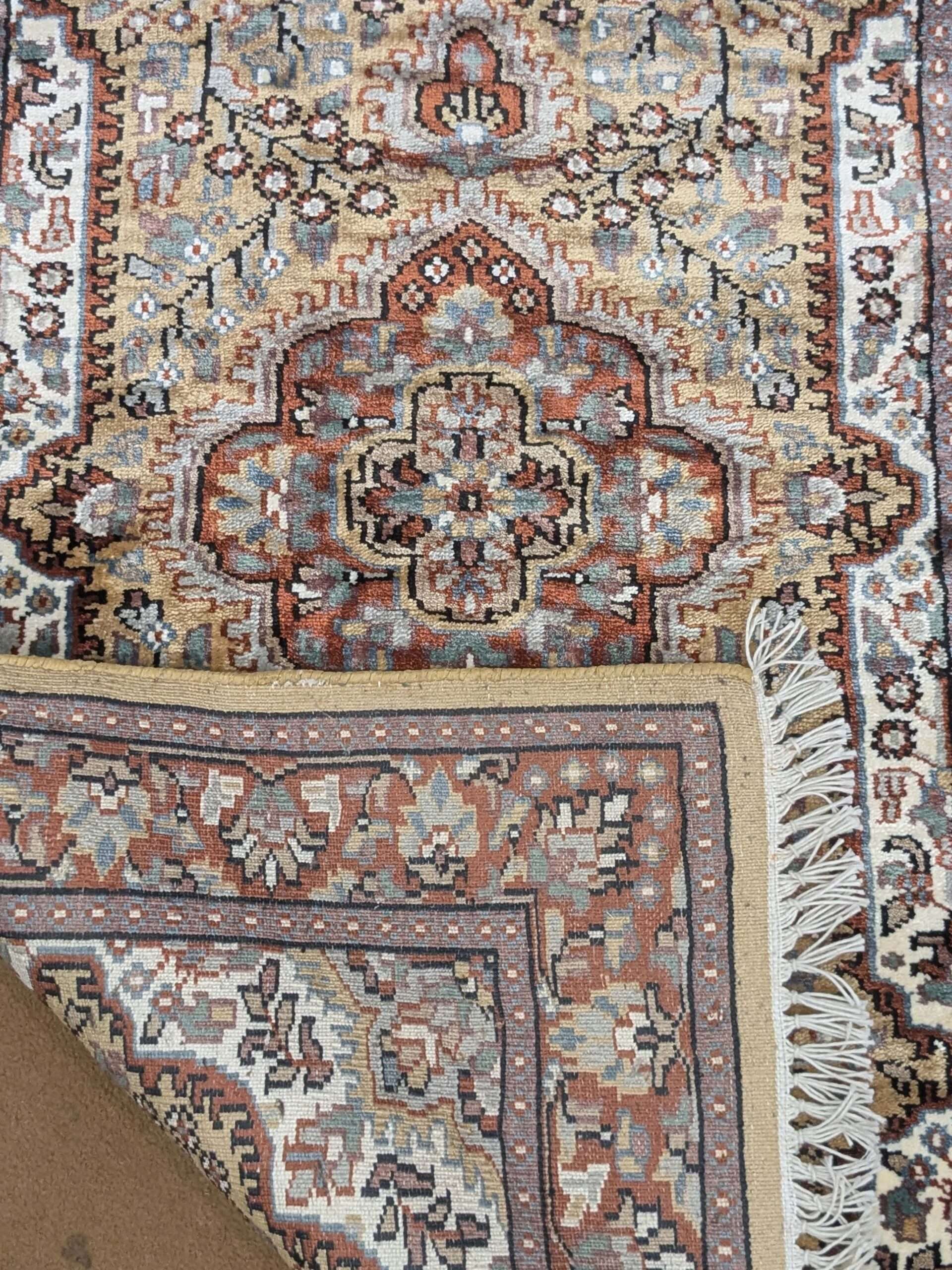 Beige Persian Knotted Wool Carpet - 2.5FT X 4FT | 76CM X 122CM - Image 2