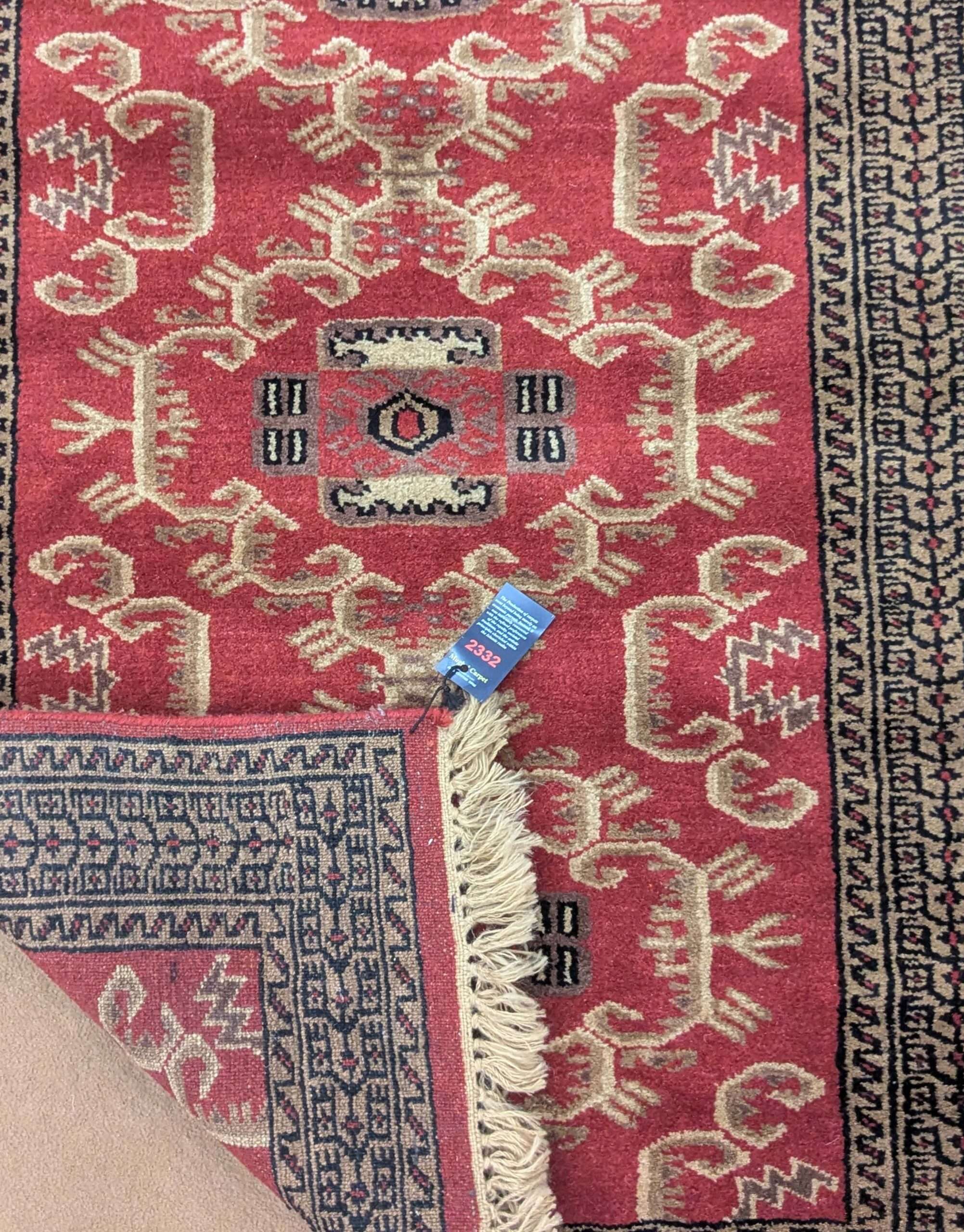 Red Tribal Hand Knotted Wool Carpet - 2.5FT X 4FT | 76CM X 122CM - Image 2