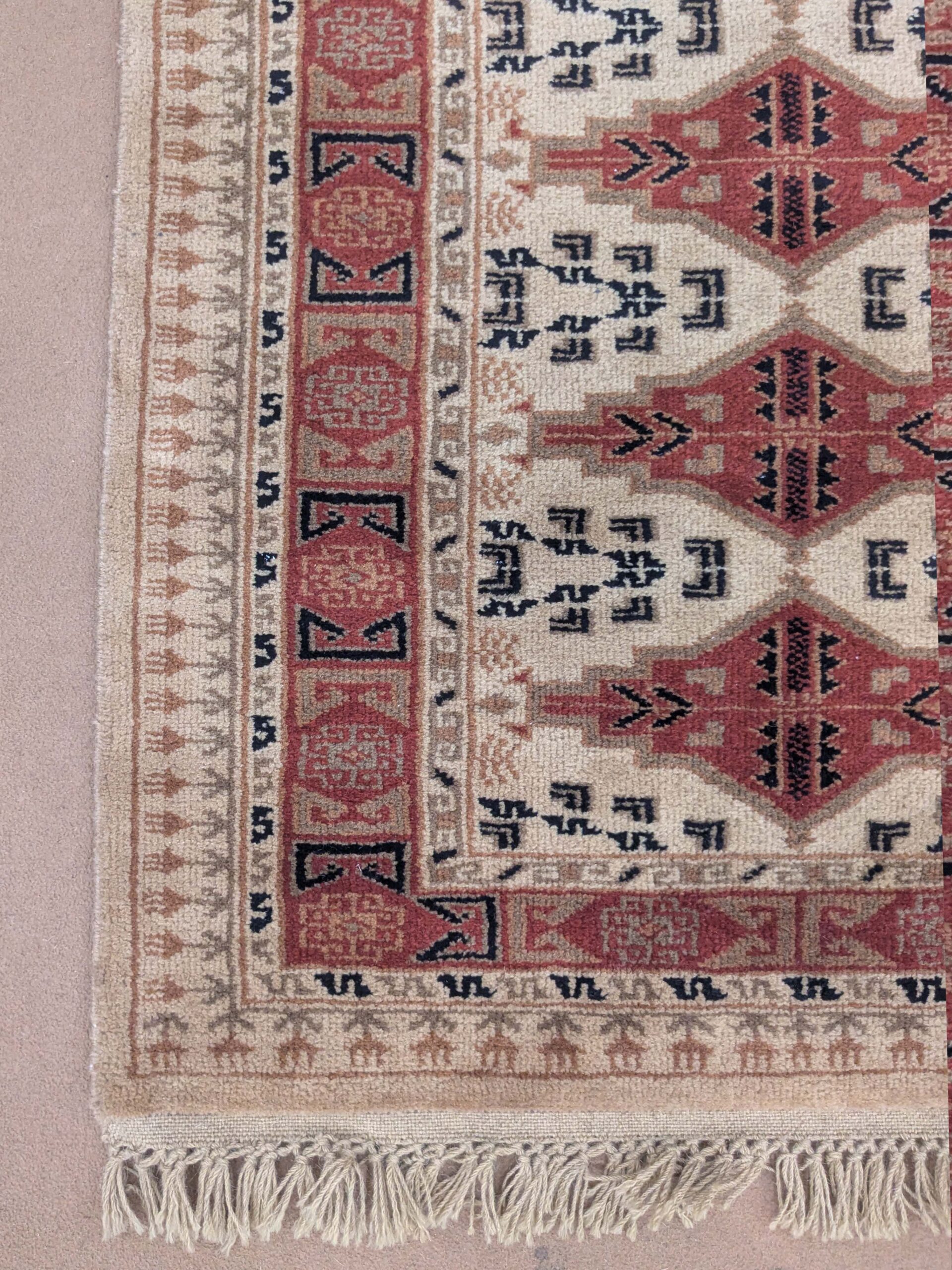 Beige Tribal Hand Knotted Wool Carpet - 2.5FT X 4FT | 76CM X 122CM - Image 3