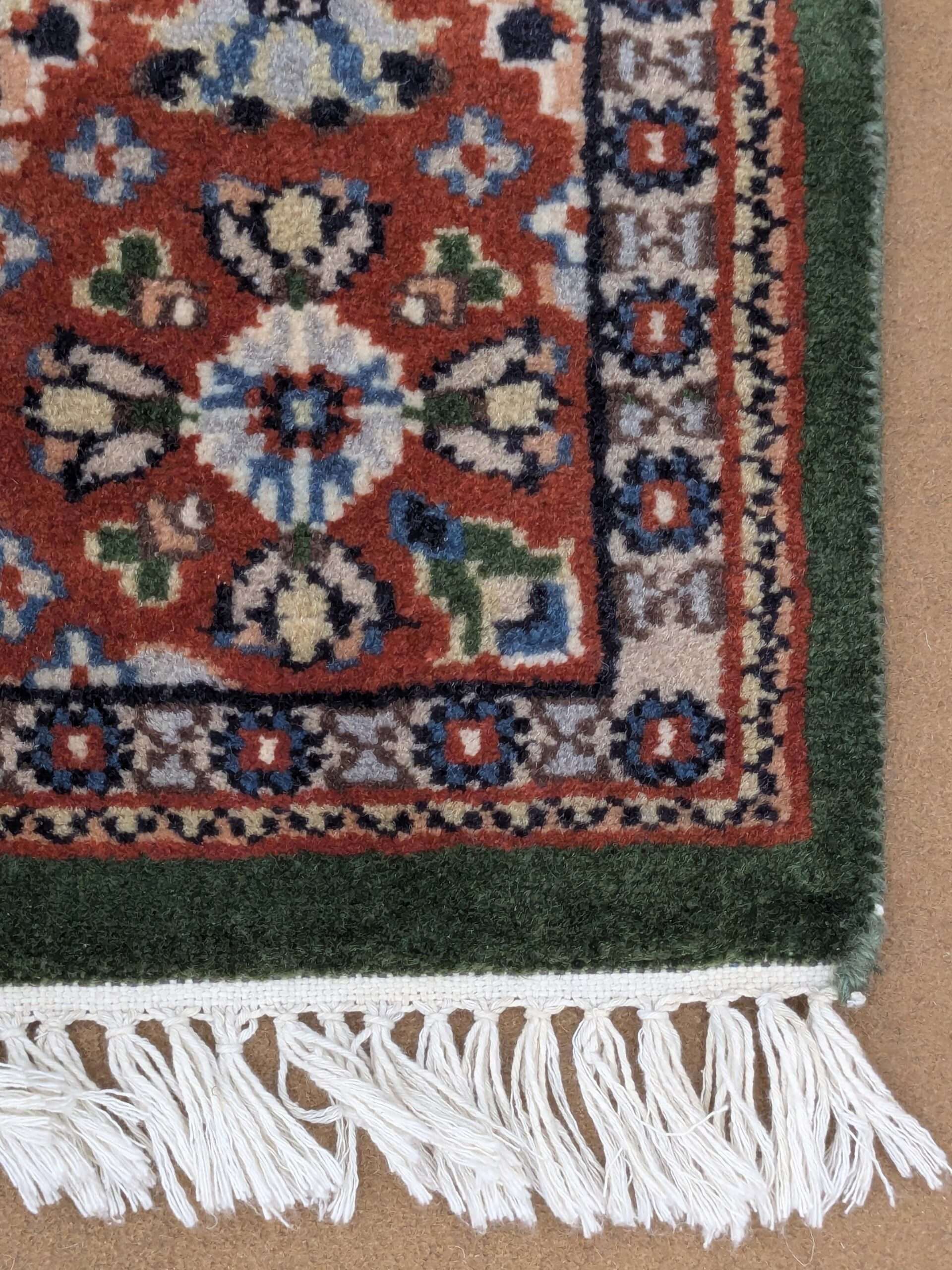 Green Tribal Floral Hand Knotted Wool Carpet - 4FT X 6FT | 120CM X 180CM - Image 3