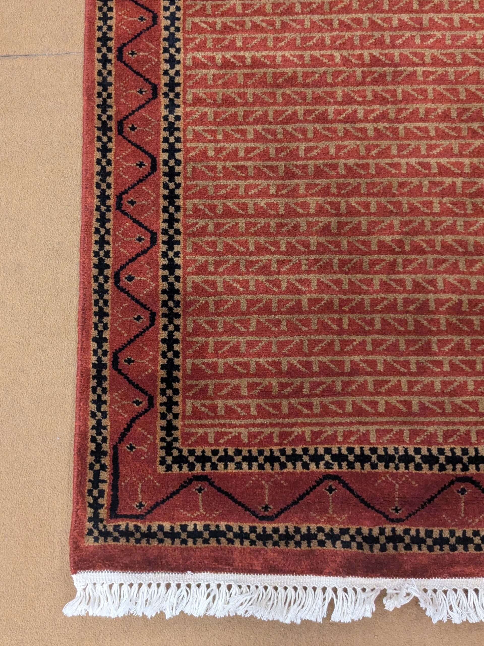 Red Tribal Hand Knotted Wool Carpet - 2.5FT X 4FT | 76CM X 122CM - Image 3