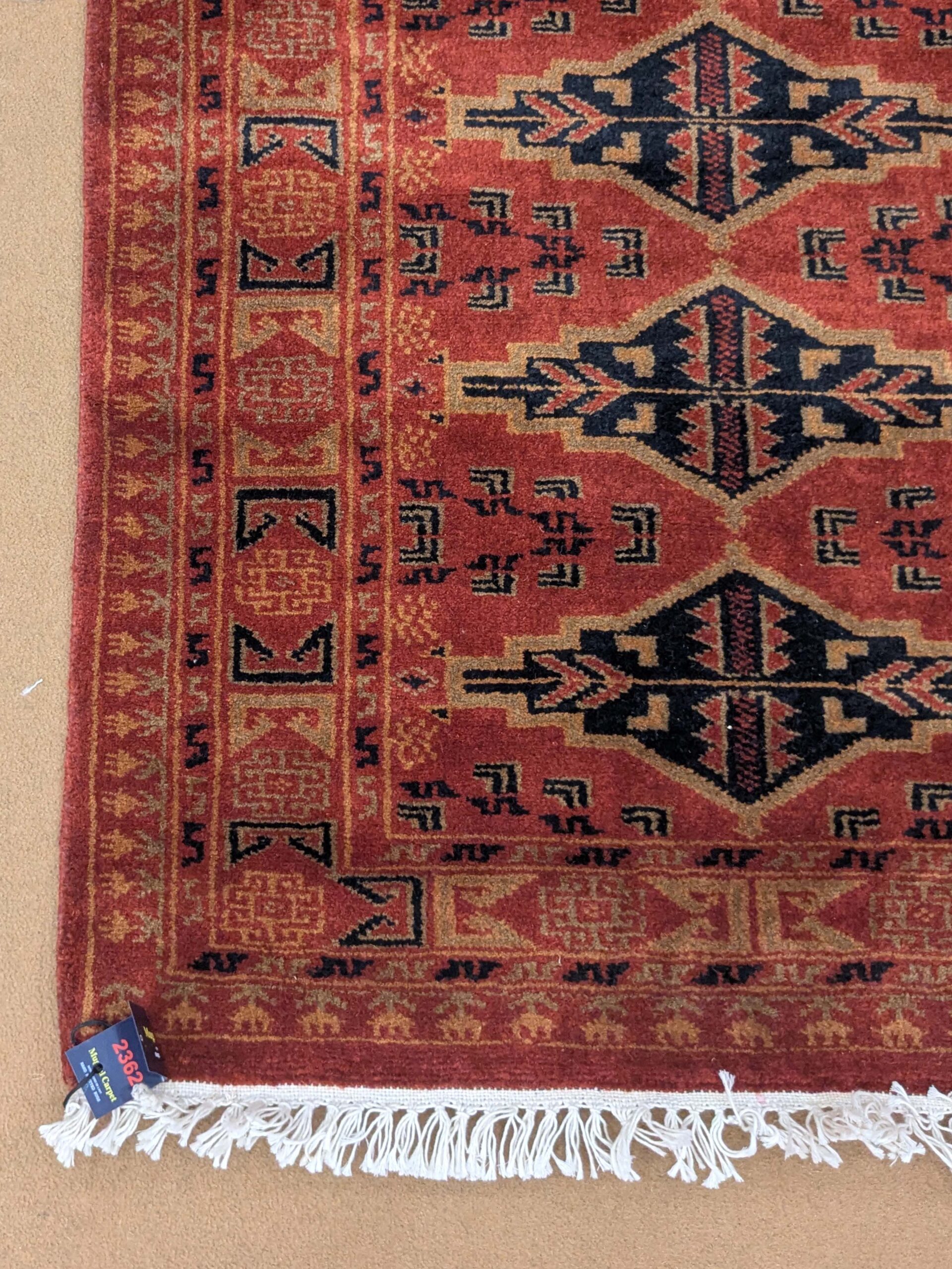 Red Tribal Hand Knotted Wool Carpet - 2.5FT X 4FT | 76CM X 122CM - Image 3