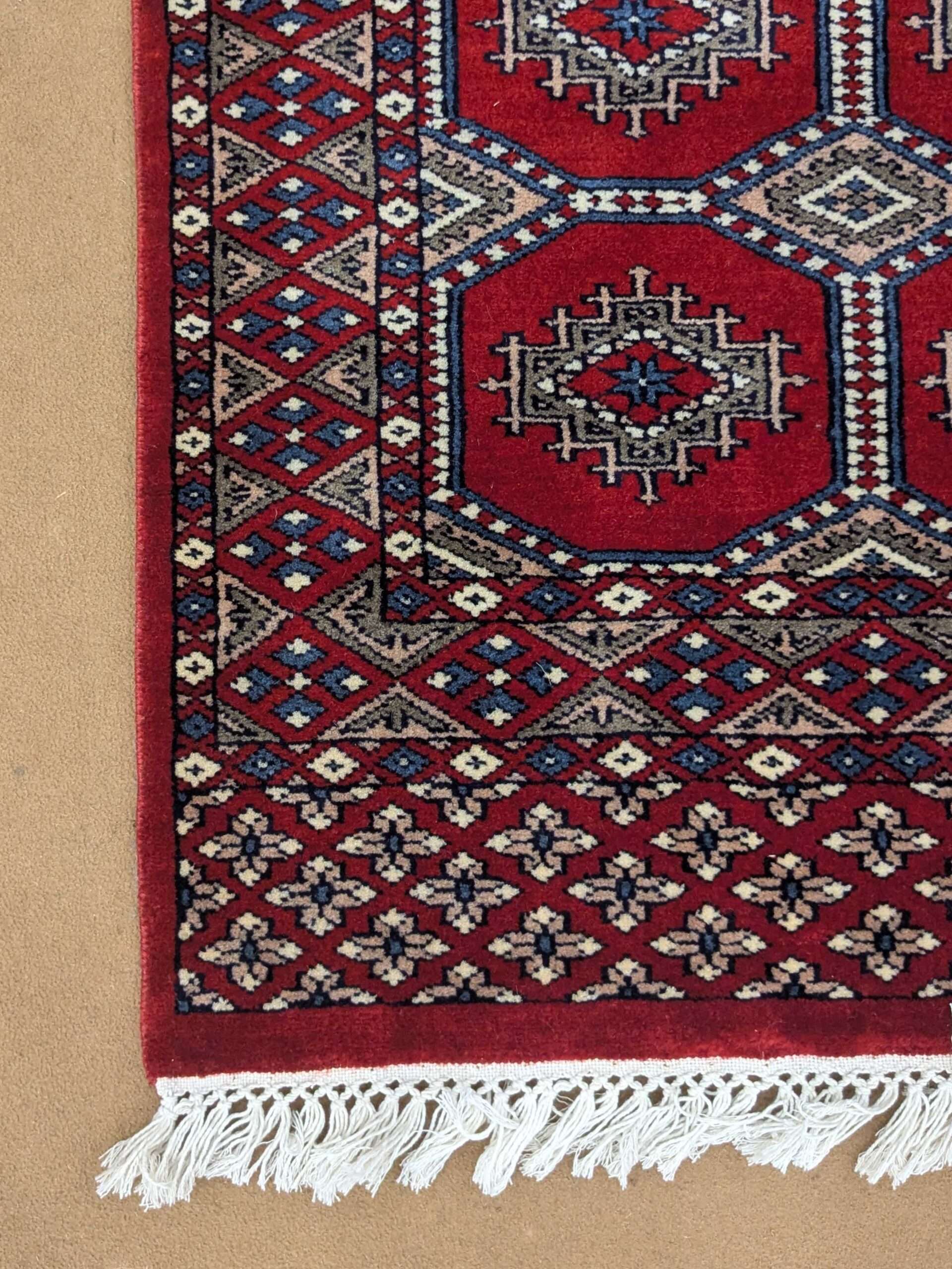 Red Tribal Hand Knotted Wool Carpet - 2.5FT X 4FT | 76CM X 122CM - Image 3