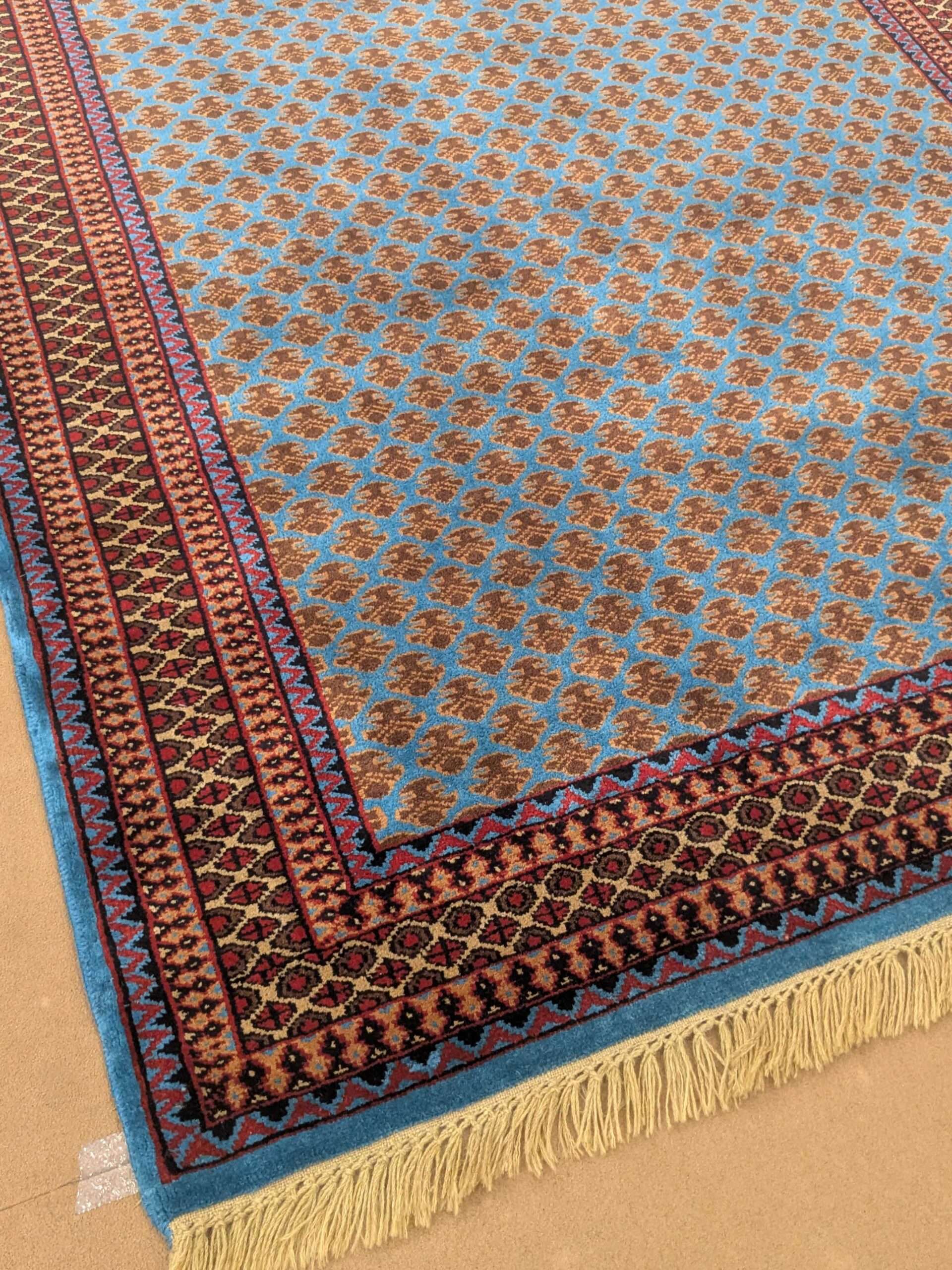 Blue Baby Elephant Foot Print Hand Knotted Wool Carpet - 5FT X 7FT | 150CM X 210CM - Image 3