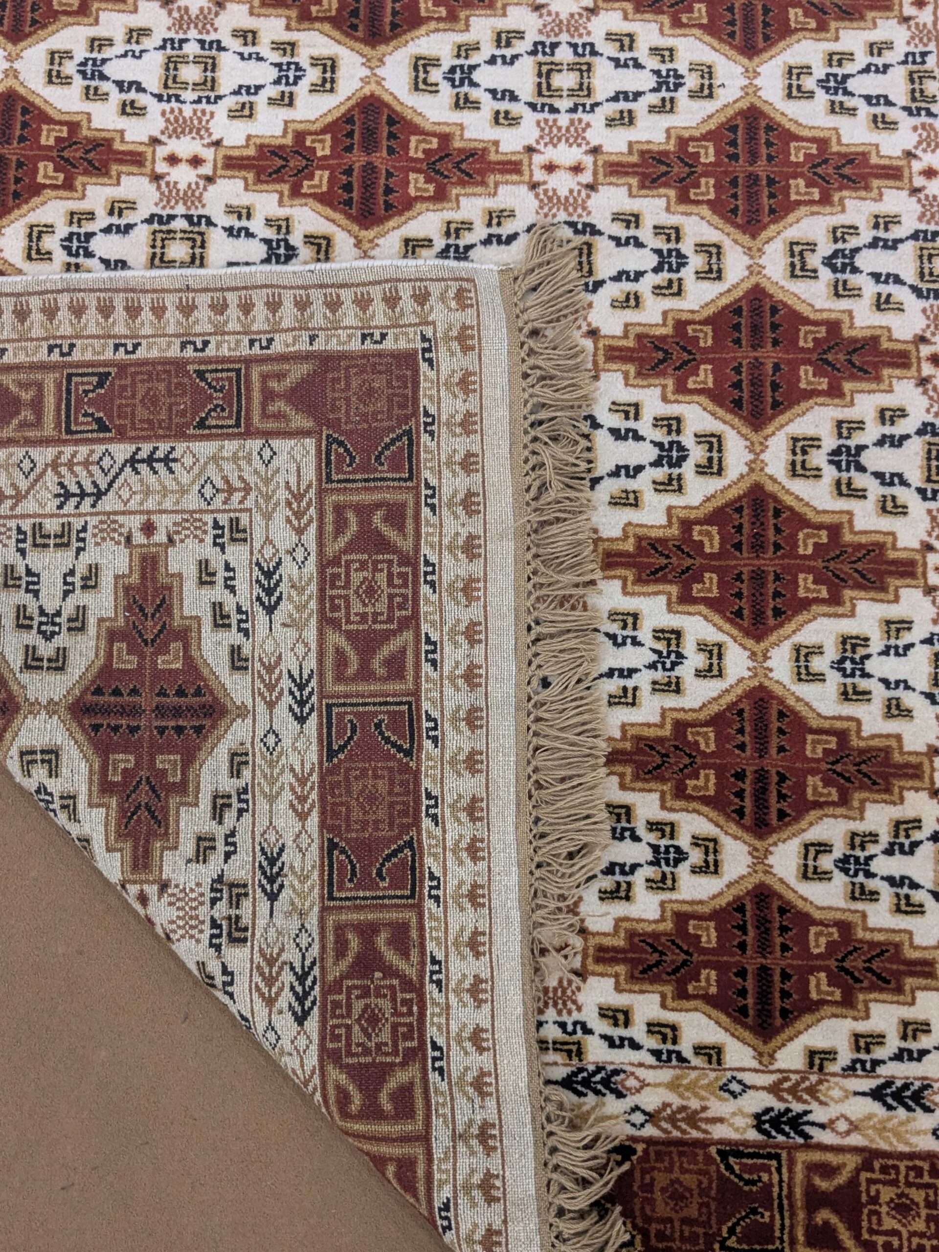 Beige Tribal Hand Knotted Wool Carpet - 5FT X 7FT | 150CM X 210CM - Image 4