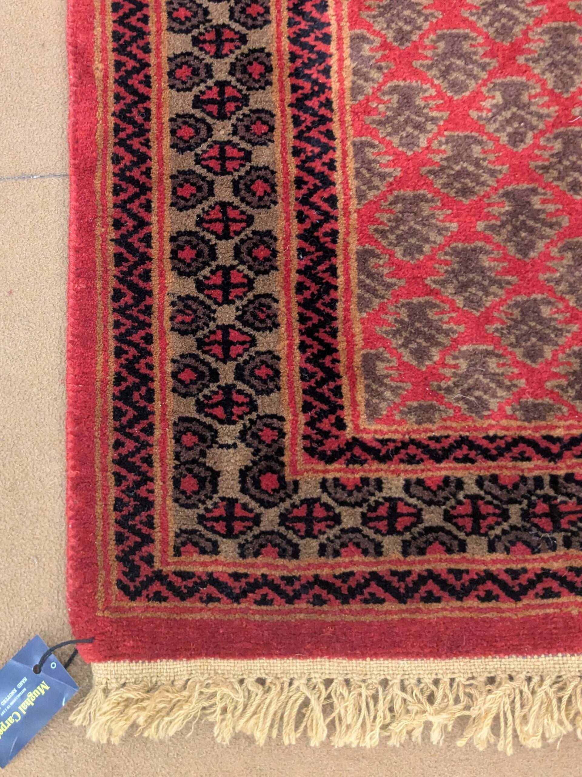Red Baby Elepahnt Foot Print Hand Knotted Wool Carpet - 2FT X 3FT | 60CM X 90CM - Image 3
