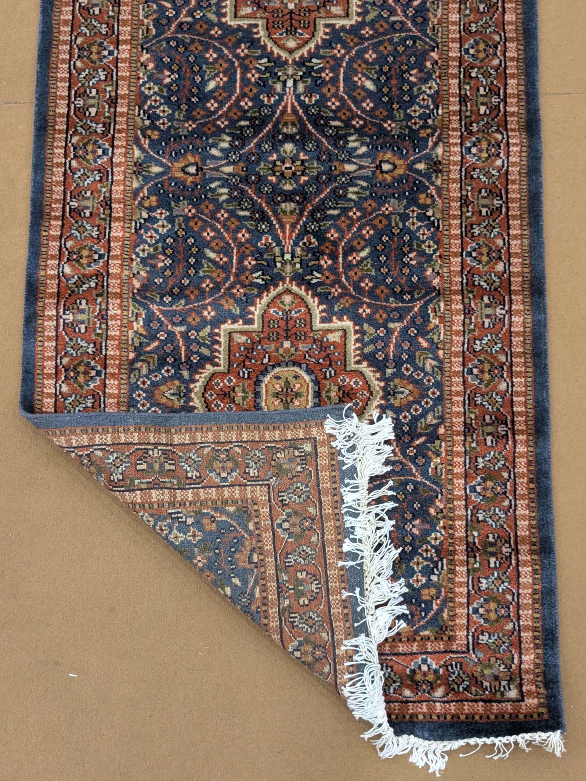 Blue Persian Hand Knotted Runner Wool Carpet - 2.5FT X 8FT | 75CM X 240CM - Image 3