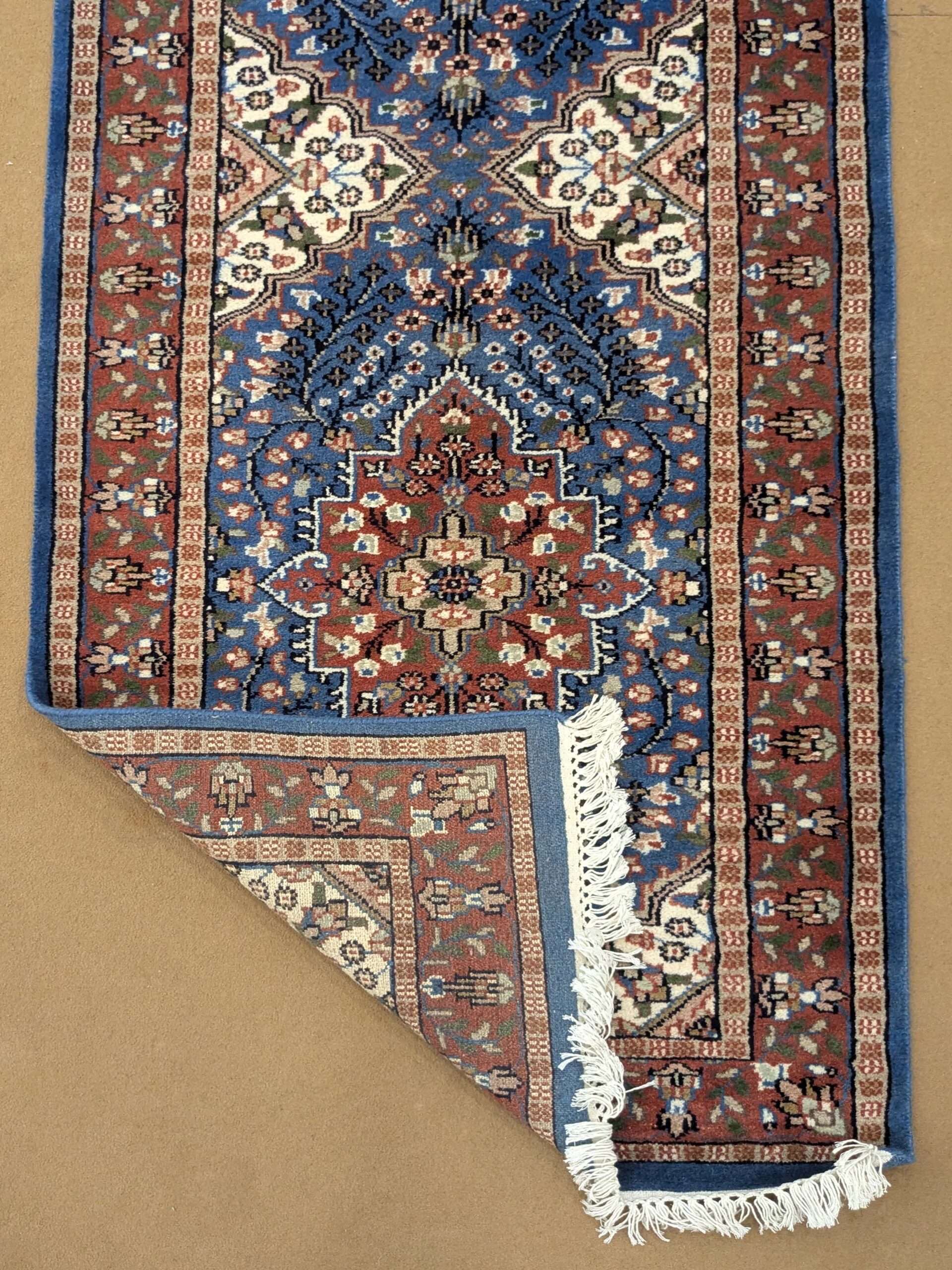 Blue Persian Hand Knotted Runner Wool Carpet - 2.5FT X 10FT | 75CM X 300CM - Image 4