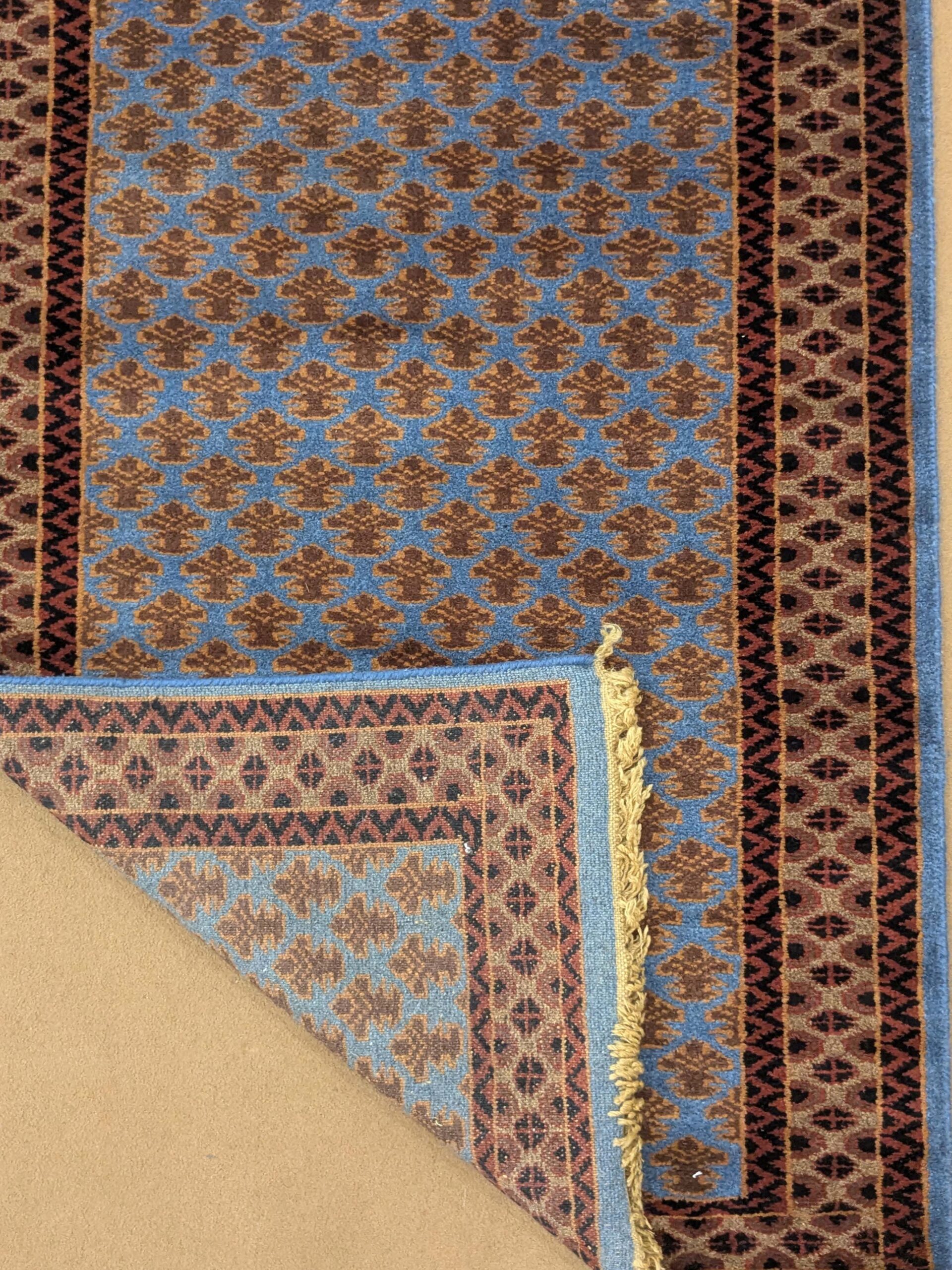 Blue Baby Elephant Foot Print Hand Knotted Runner Wool Carpet - 2.5FT X 10FT | 75CM X 300CM - Image 4