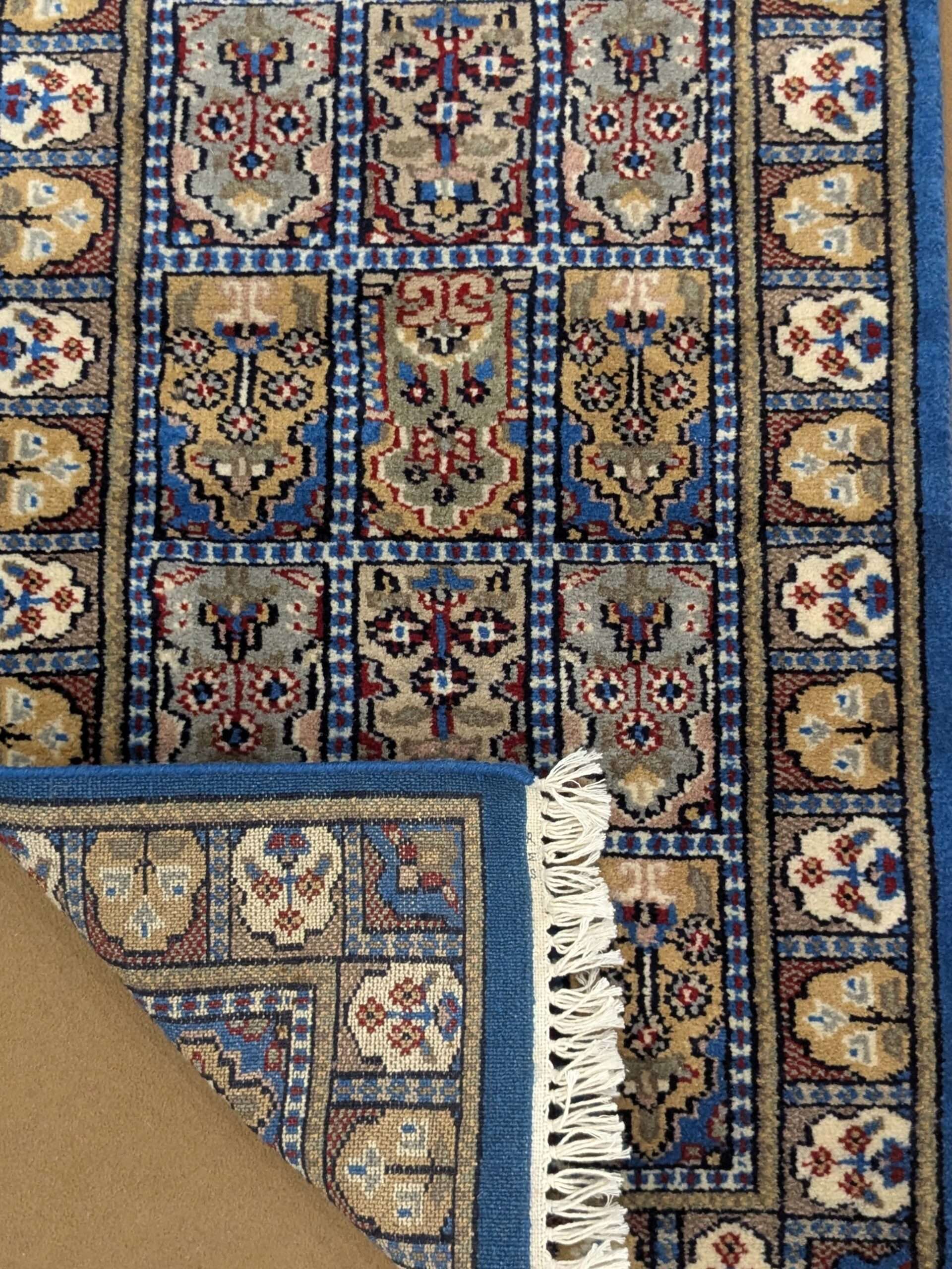 Blue Mughal Garden Hand Knotted Runner Wool Carpet - 2FT X 6FT | 60CM X 180CM - Image 3