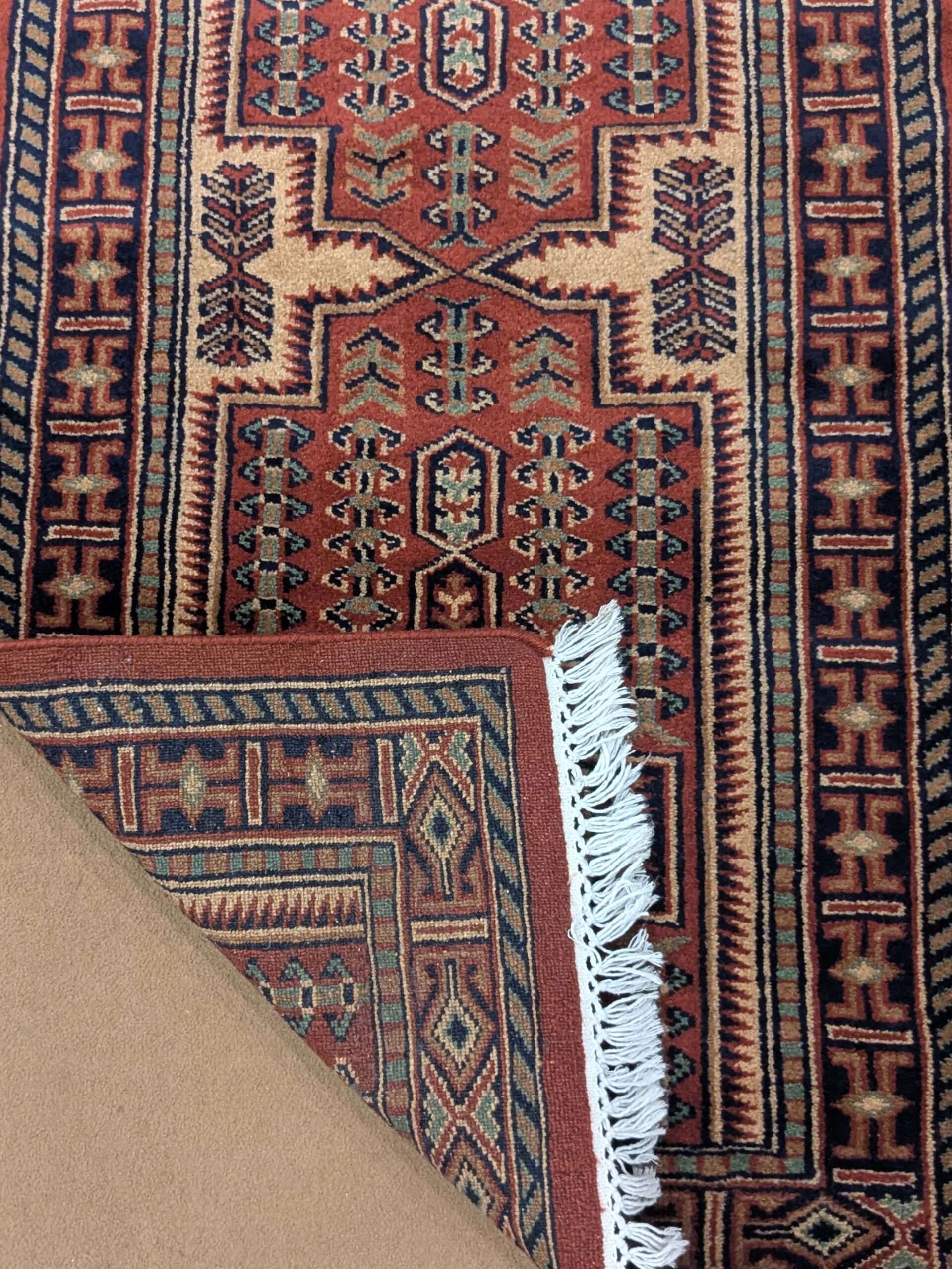 Red Tribal Hand Knotted Runner Wool Carpet - 2FT X 6FT | 60CM X 180CM - Image 4