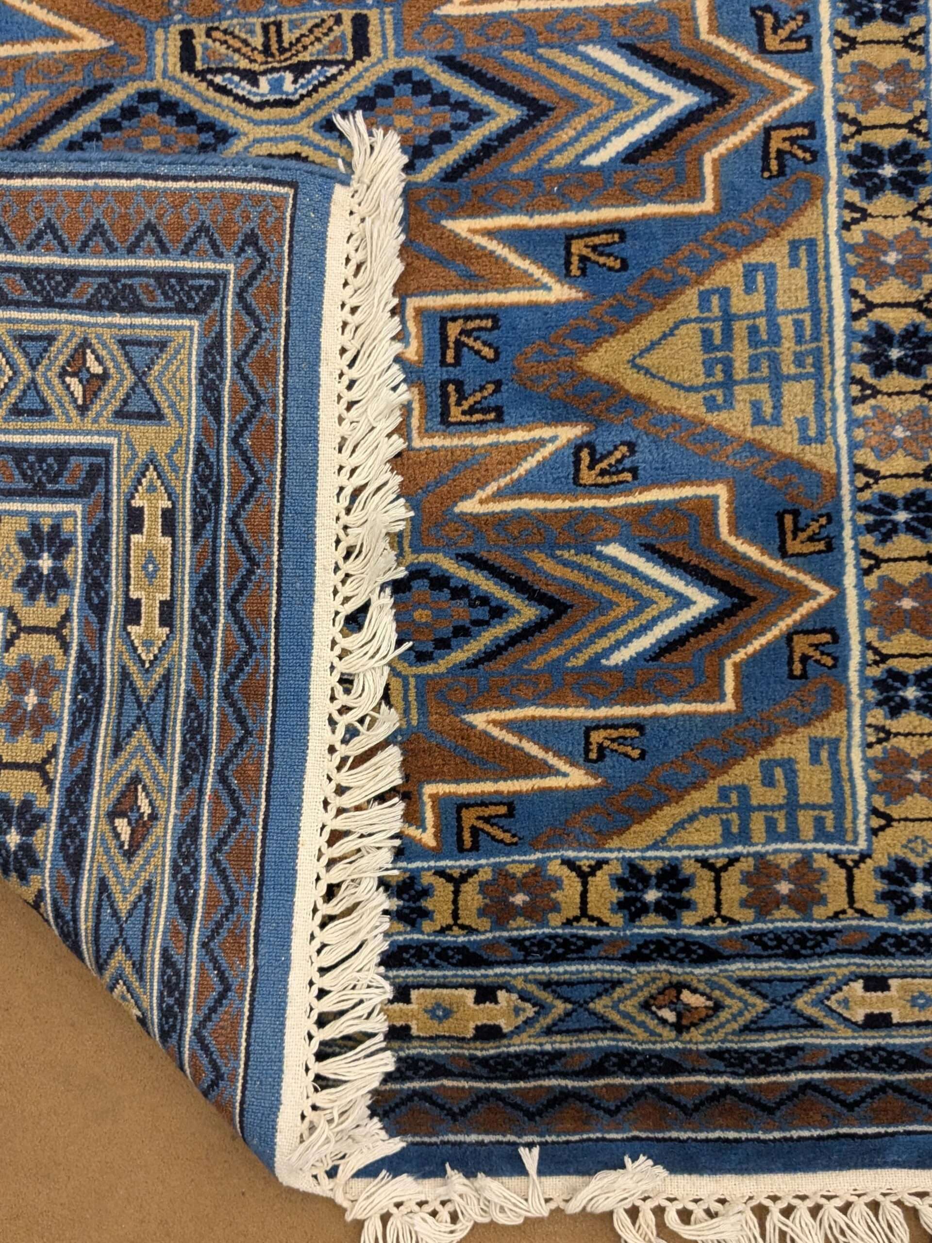 Blue Tribal Hand Knotted Wool Carpet - 4FT X 6FT | 120CM X 180CM - Image 3