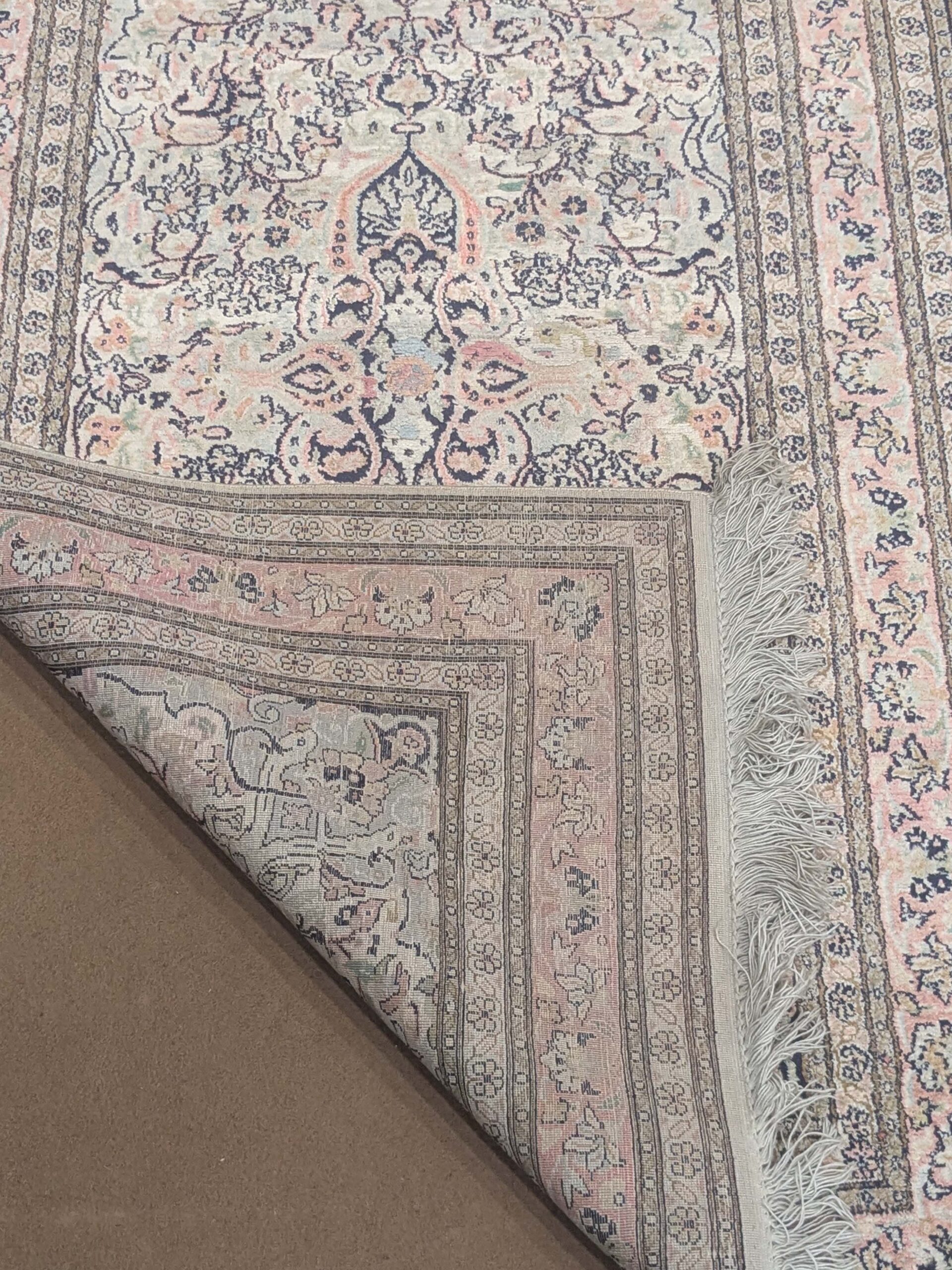 Beige Persian Silk On Cotton Knotted Carpet - 3FT X 5FT | 90CM X 150CM - Image 3