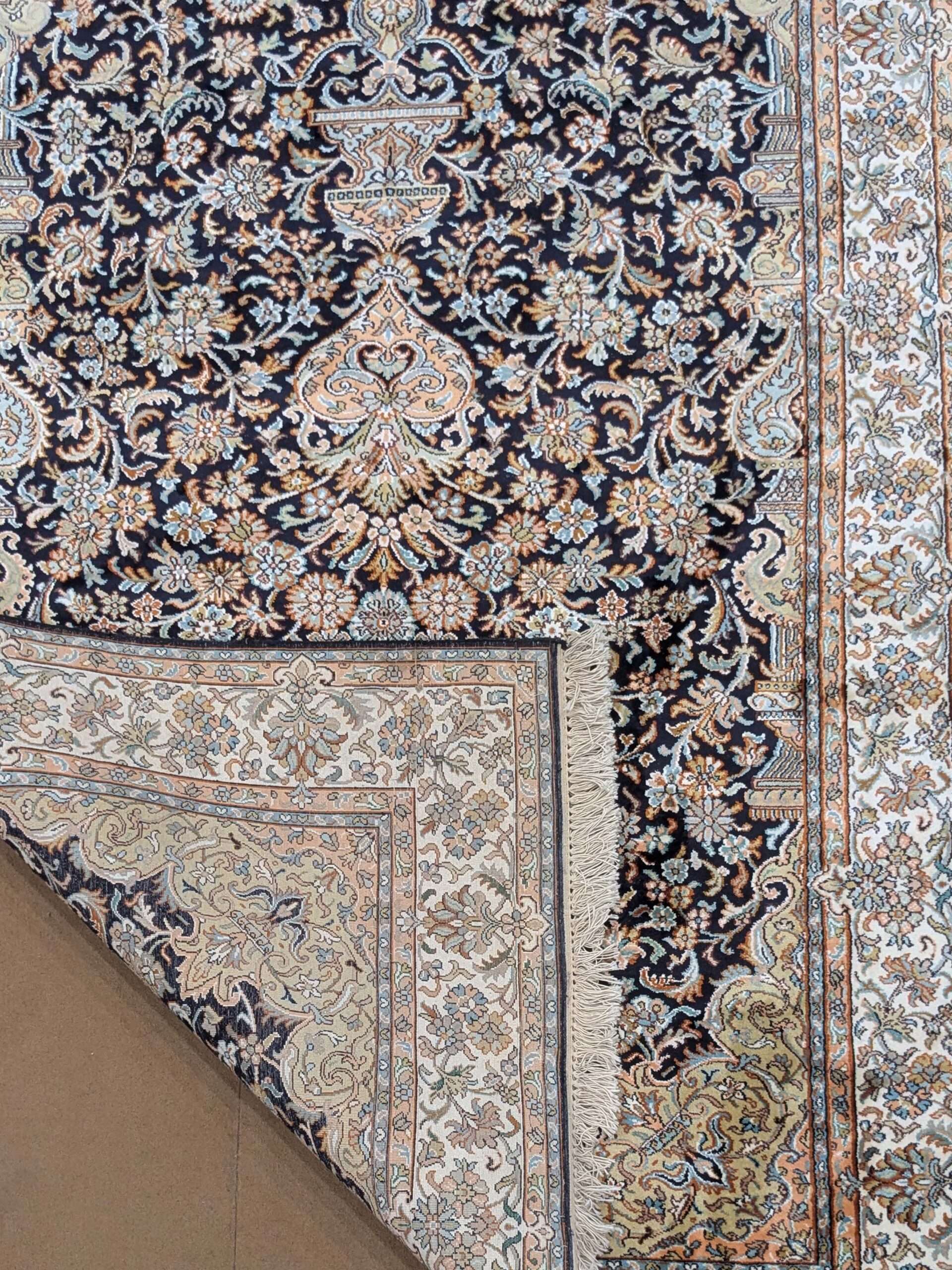 Traditional Persian Design Silk On Cotton Knotted Carpet - 4FT X 6FT | 120CM X 180CM - Image 3