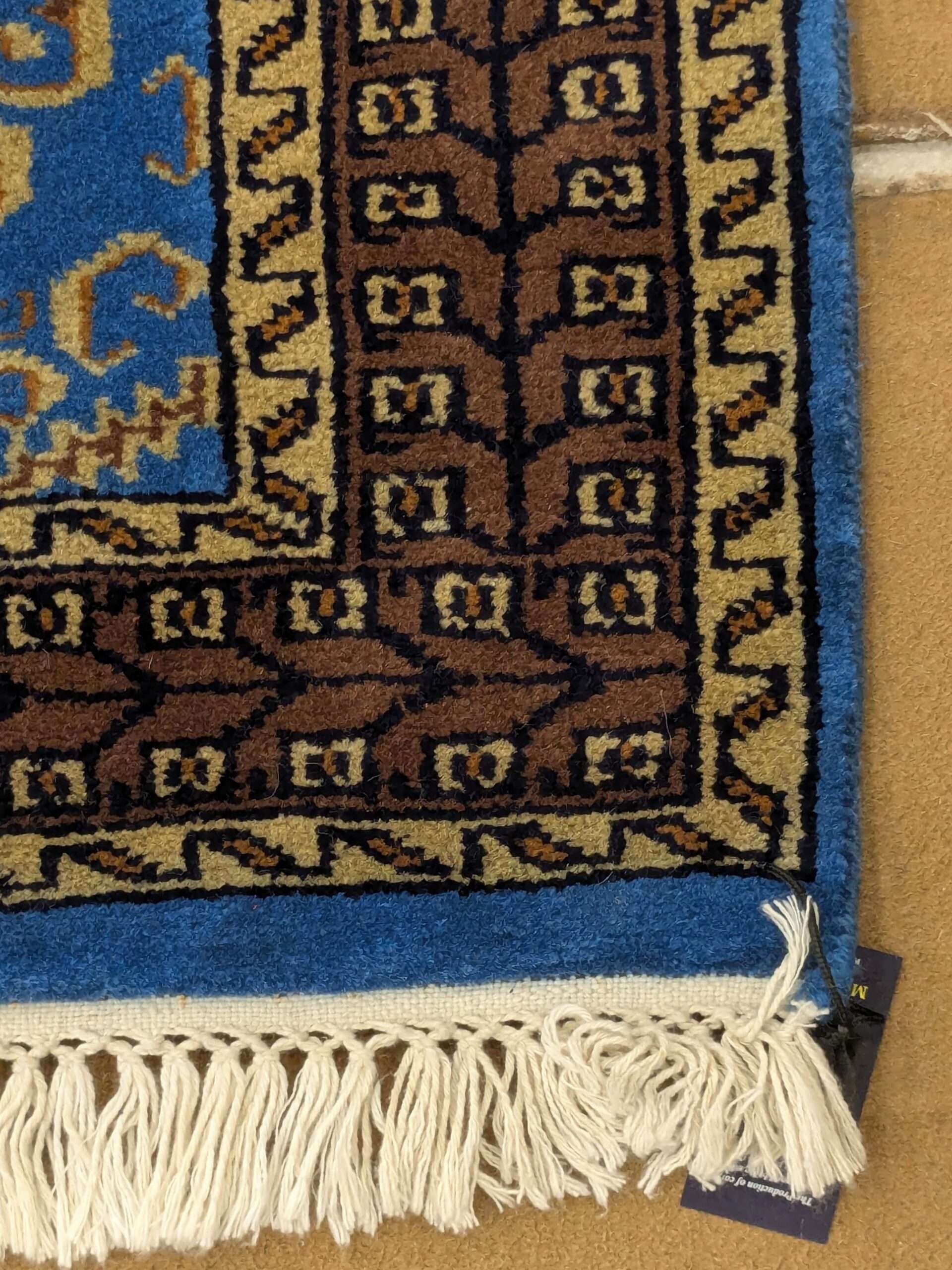 Blue Tribal Design Hand Knotted Wool Carpet - 4FT X 6FT | 120CM X 180CM - Image 3