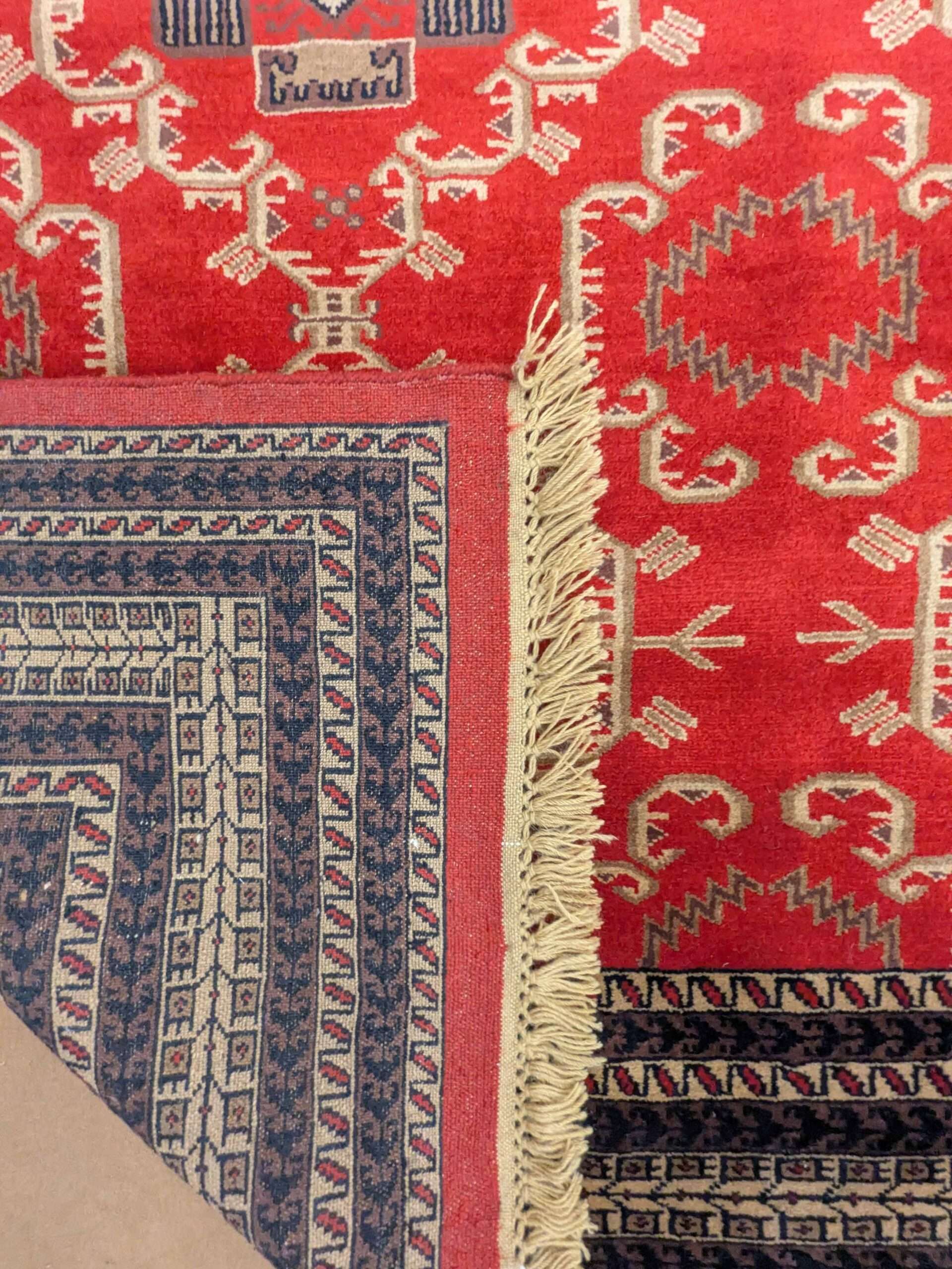 Red Tribal Hand Knotted Wool Carpet - 9FT X 12FT | 270CM X 360CM - Image 4