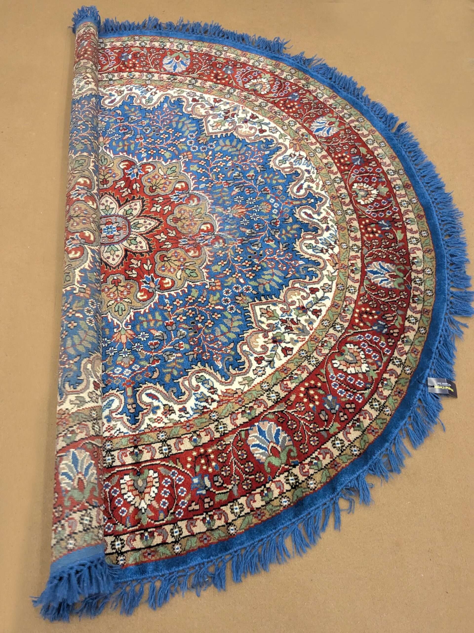Blue Persian Hand Knotted Round Wool Carpet - 6FT X 6FT | 180CM X 180CM - Image 3