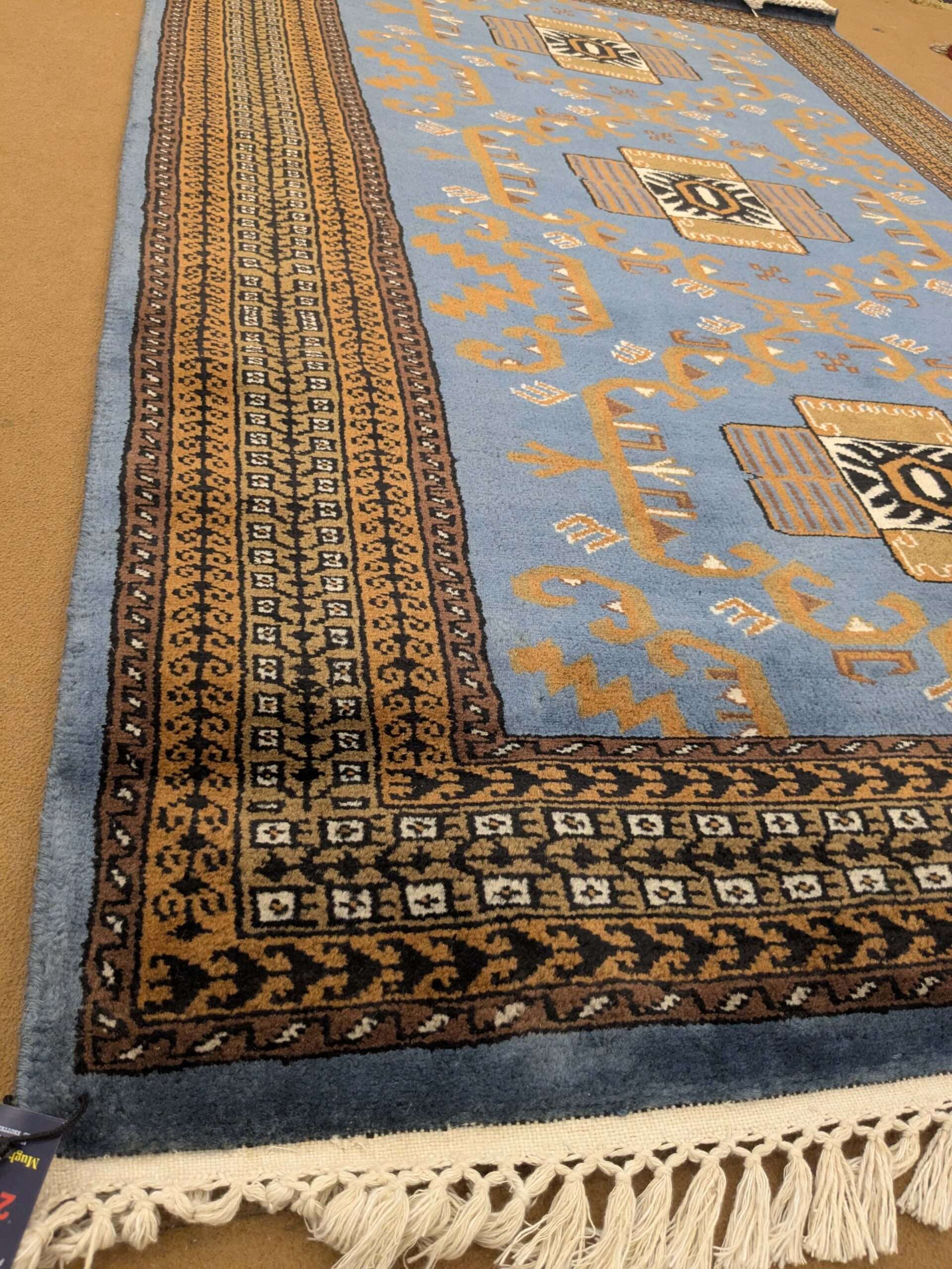 Blue Tribal Hand Knotted Wool Carpet - 4FT X 6FT | 120CM X 180CM - Image 3