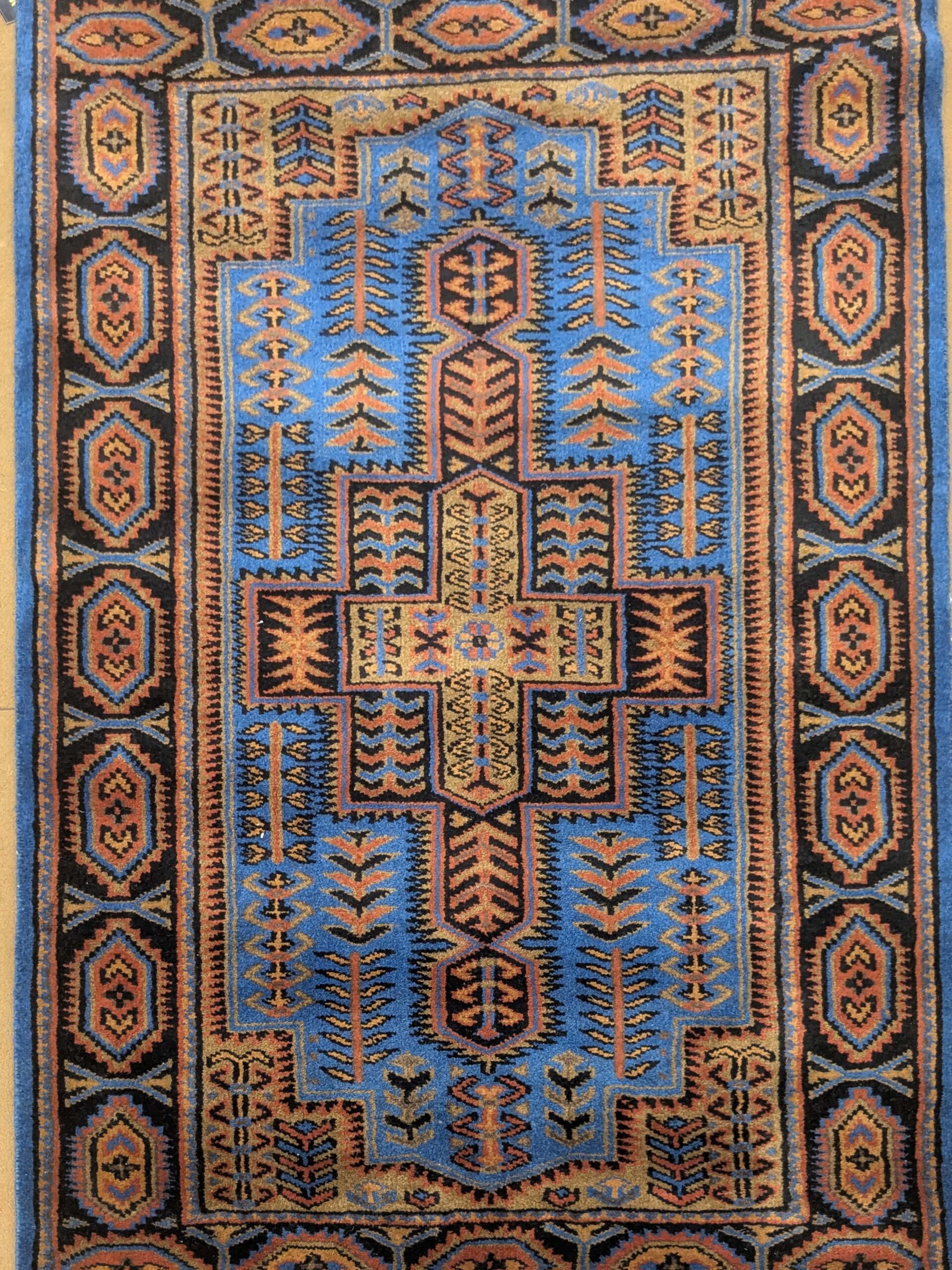 Blue Tribal Hand Knotted Wool Carpet - 2.5FT X 4FT | 76CM X 122CM - Image 3