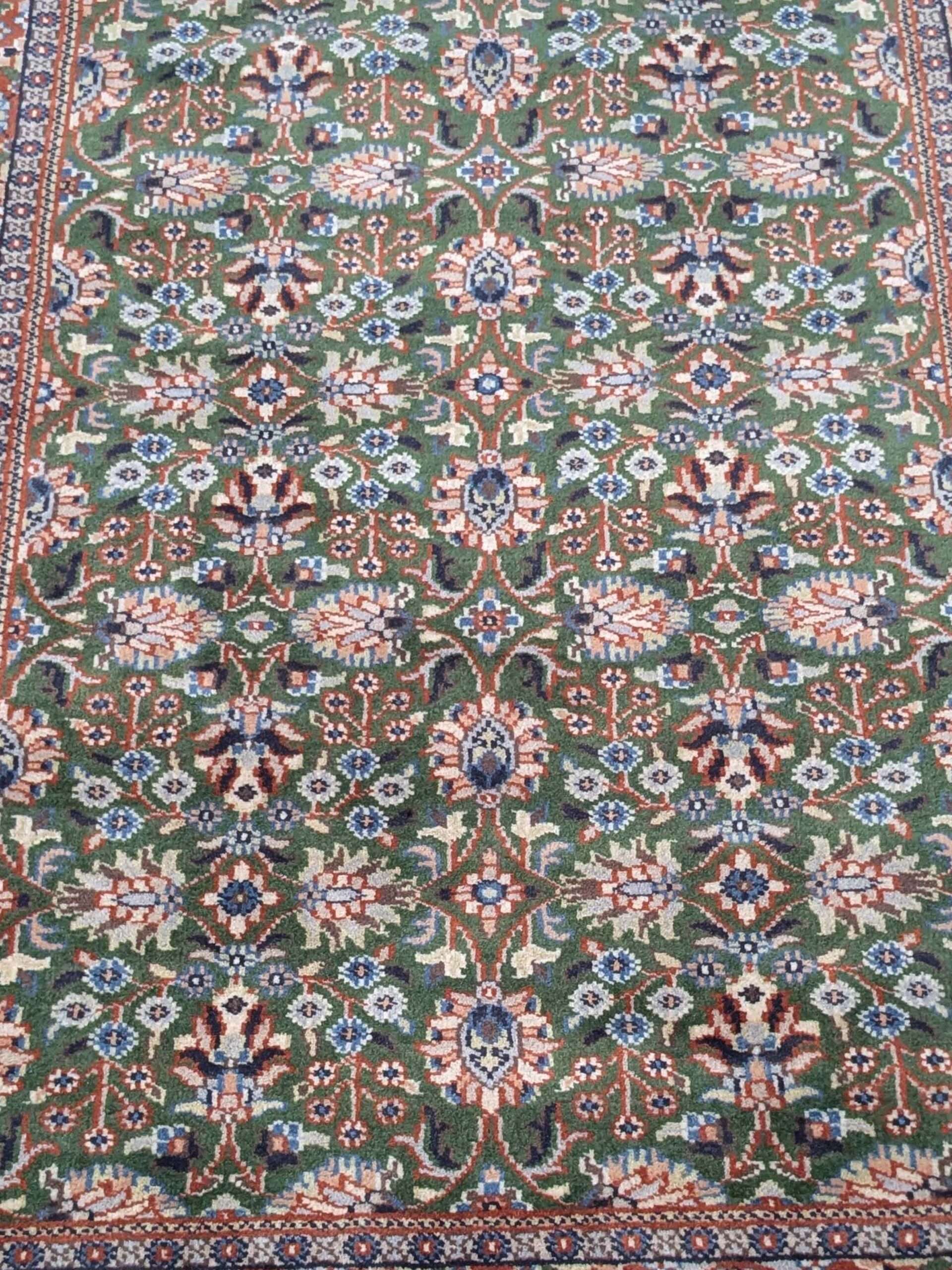Green Tribal Floral Hand Knotted Wool Carpet - 4FT X 6FT | 120CM X 180CM - Image 2