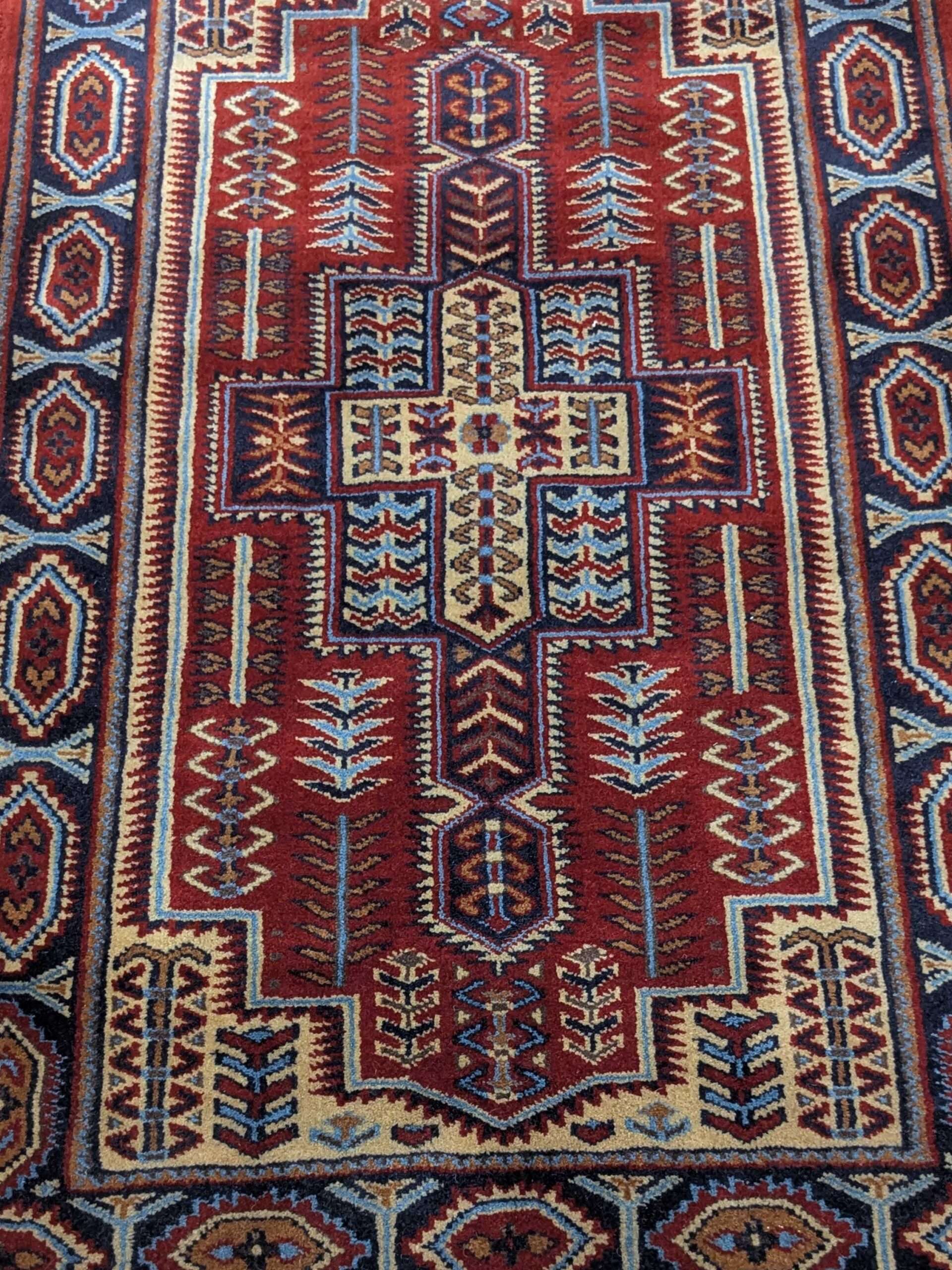 Red Tribal Hand Knotted Wool Carpet - 2.5FT X 4FT | 76CM X 122CM - Image 4