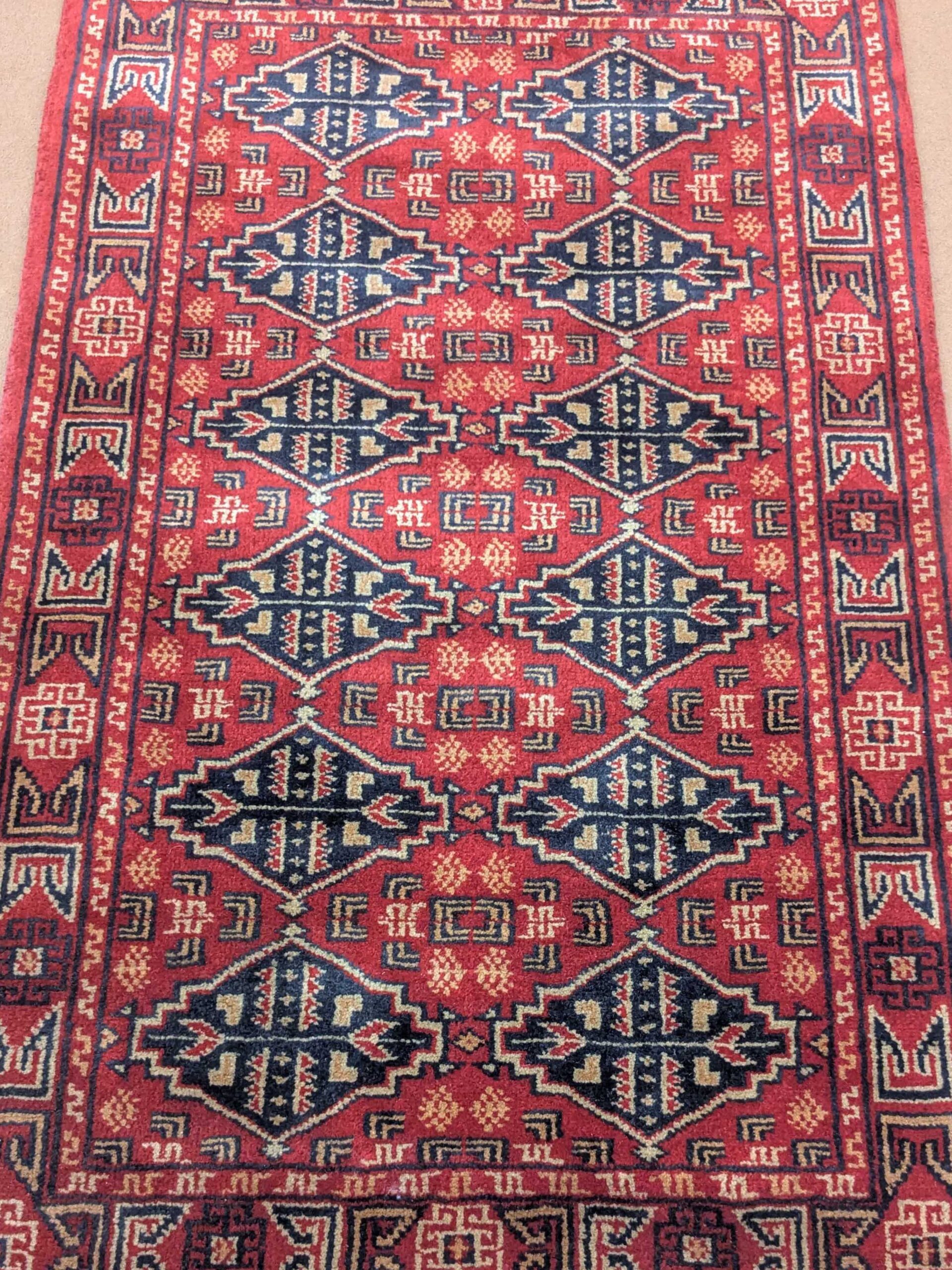 Red Tribal Hand Knotted Wool Carpet - 2.5FT X 4FT | 76CM X 122CM - Image 4