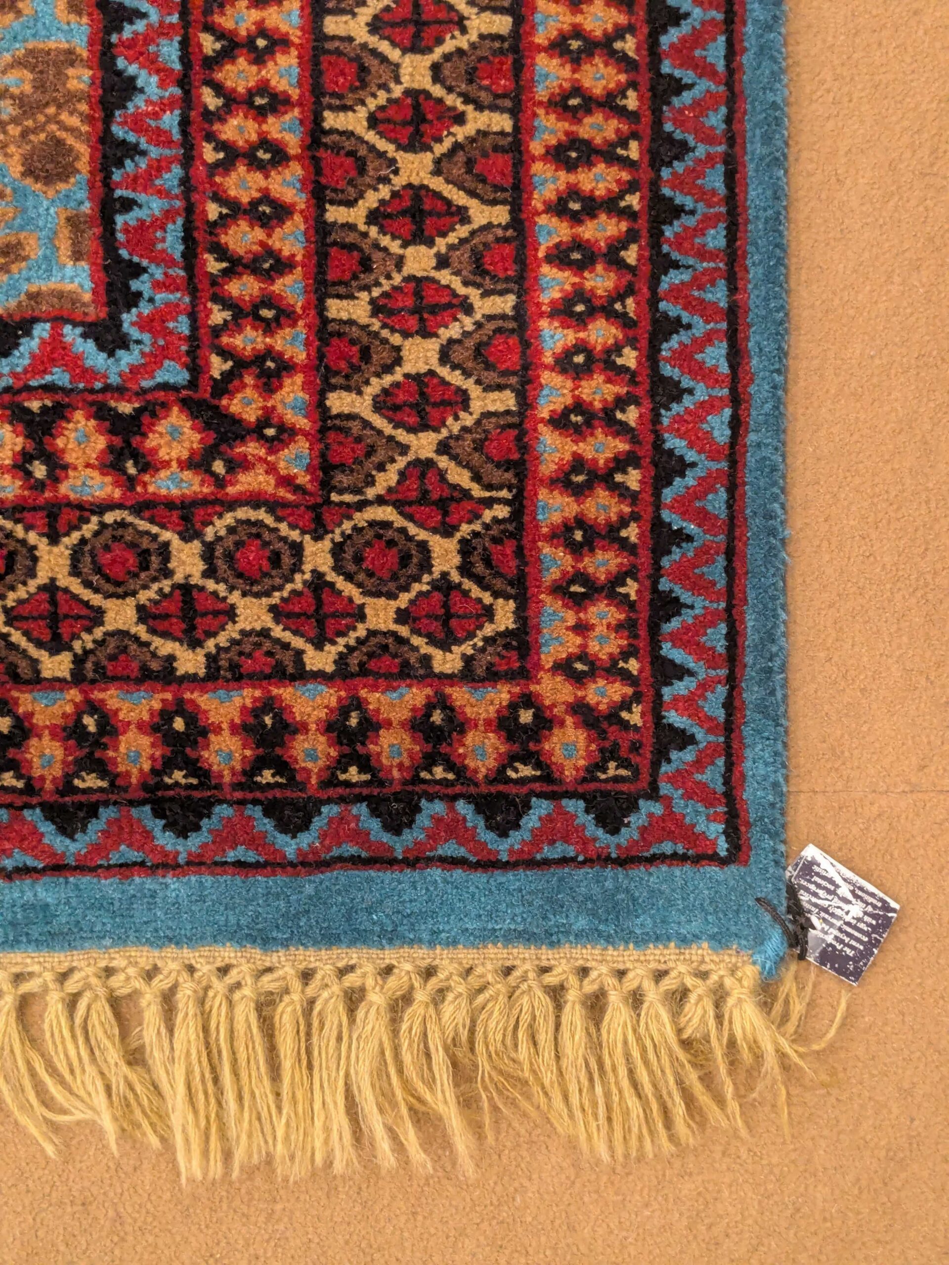 Blue Baby Elephant Foot Print Hand Knotted Wool Carpet - 5FT X 7FT | 150CM X 210CM - Image 4