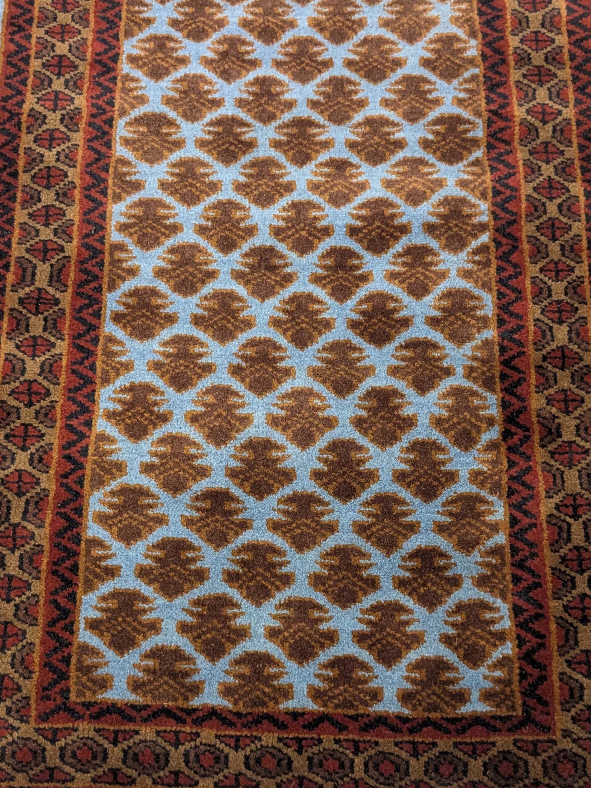 Blue Baby Elephant Foot Print Hand Knotted Wool Carpet - 2FT X 3FT | 60CM X 90CM - Image 4