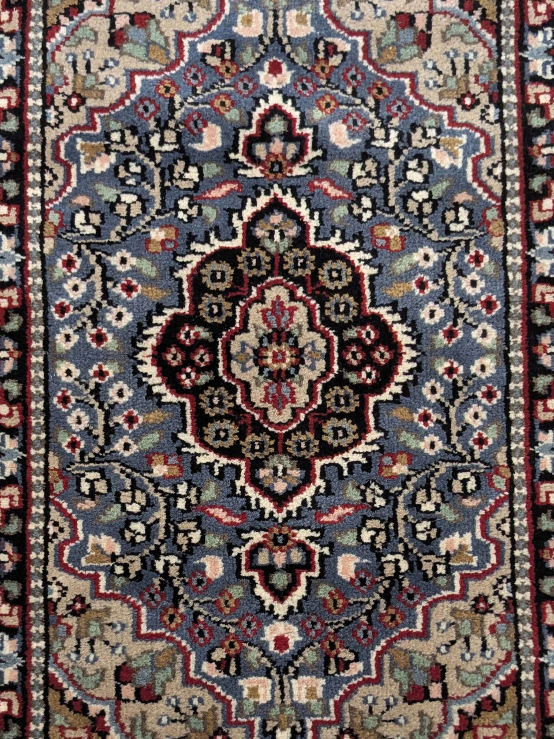Blue Persian Hand Knotted Wool Carpet - 2FT X 3FT | 60CM X 90CM - Image 4