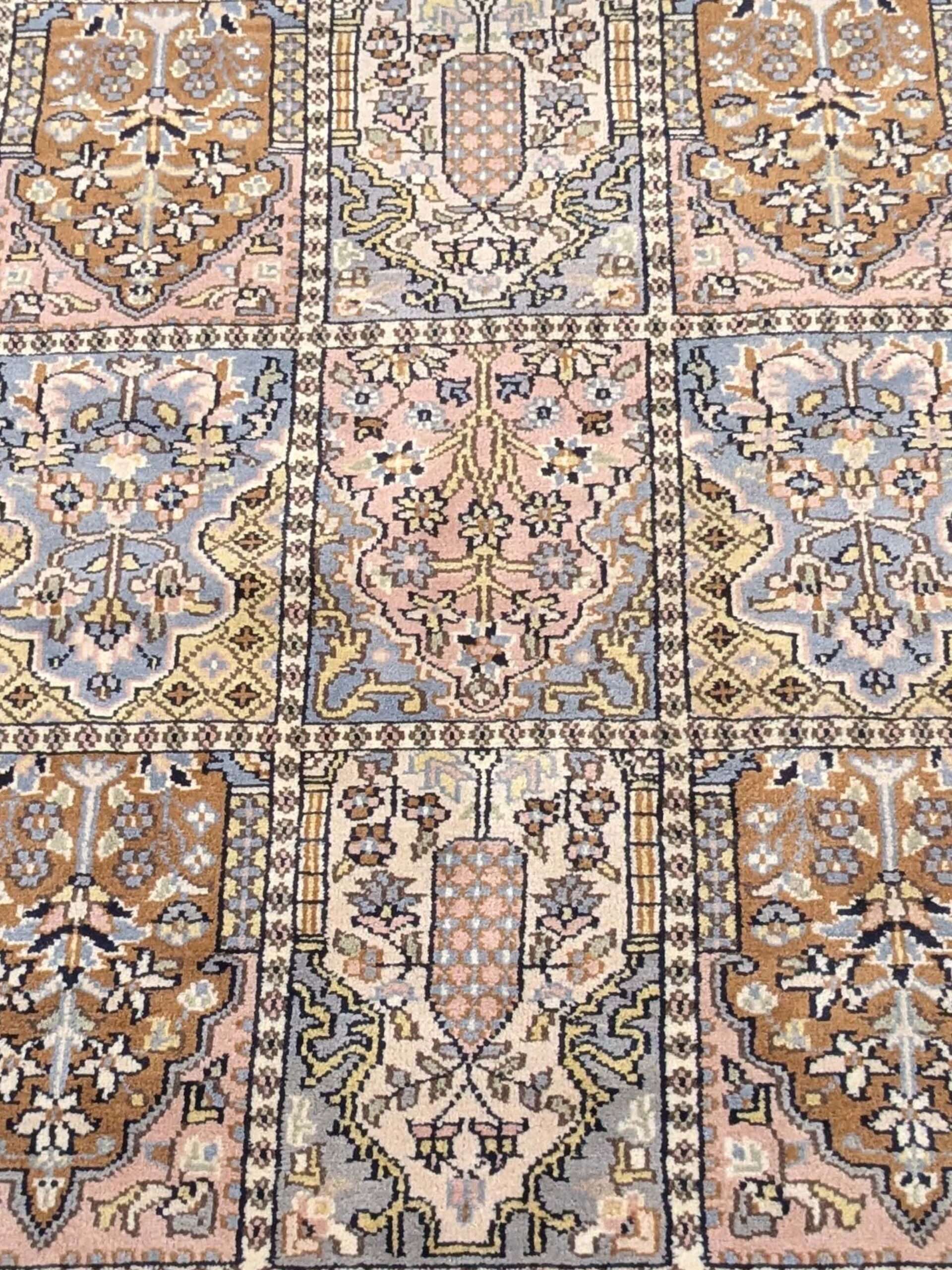 Black Mughal Garden Hand Knotted Wool Carpet - 4FT X 6FT | 120CM X 180CM - Image 4