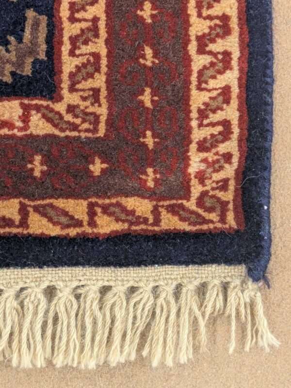 Blue Tribal Hand Knotted Runner Wool Carpet - 2FT X 6FT | 60CM X 180CM - Image 4
