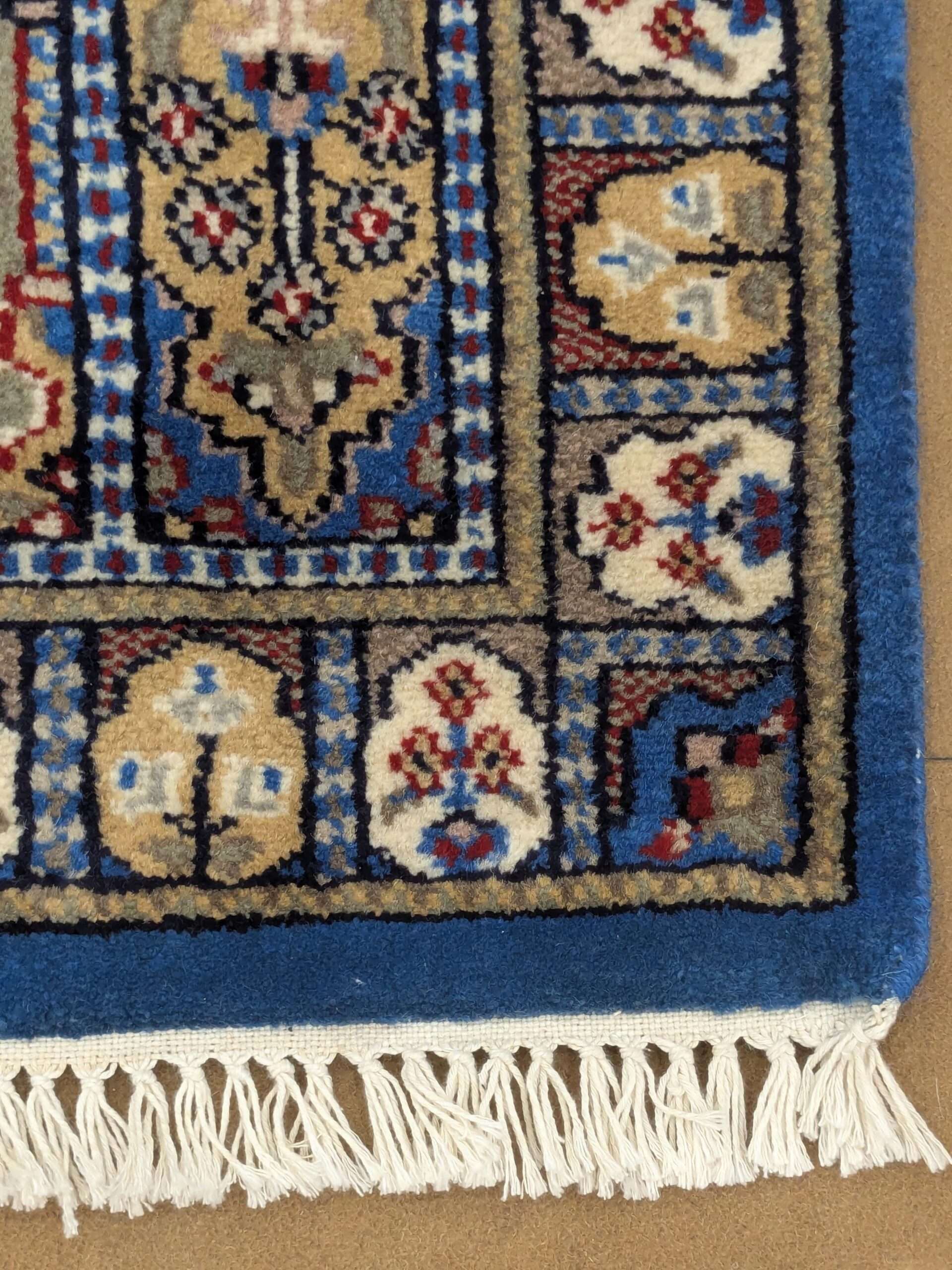 Blue Mughal Garden Hand Knotted Runner Wool Carpet - 2FT X 6FT | 60CM X 180CM - Image 4