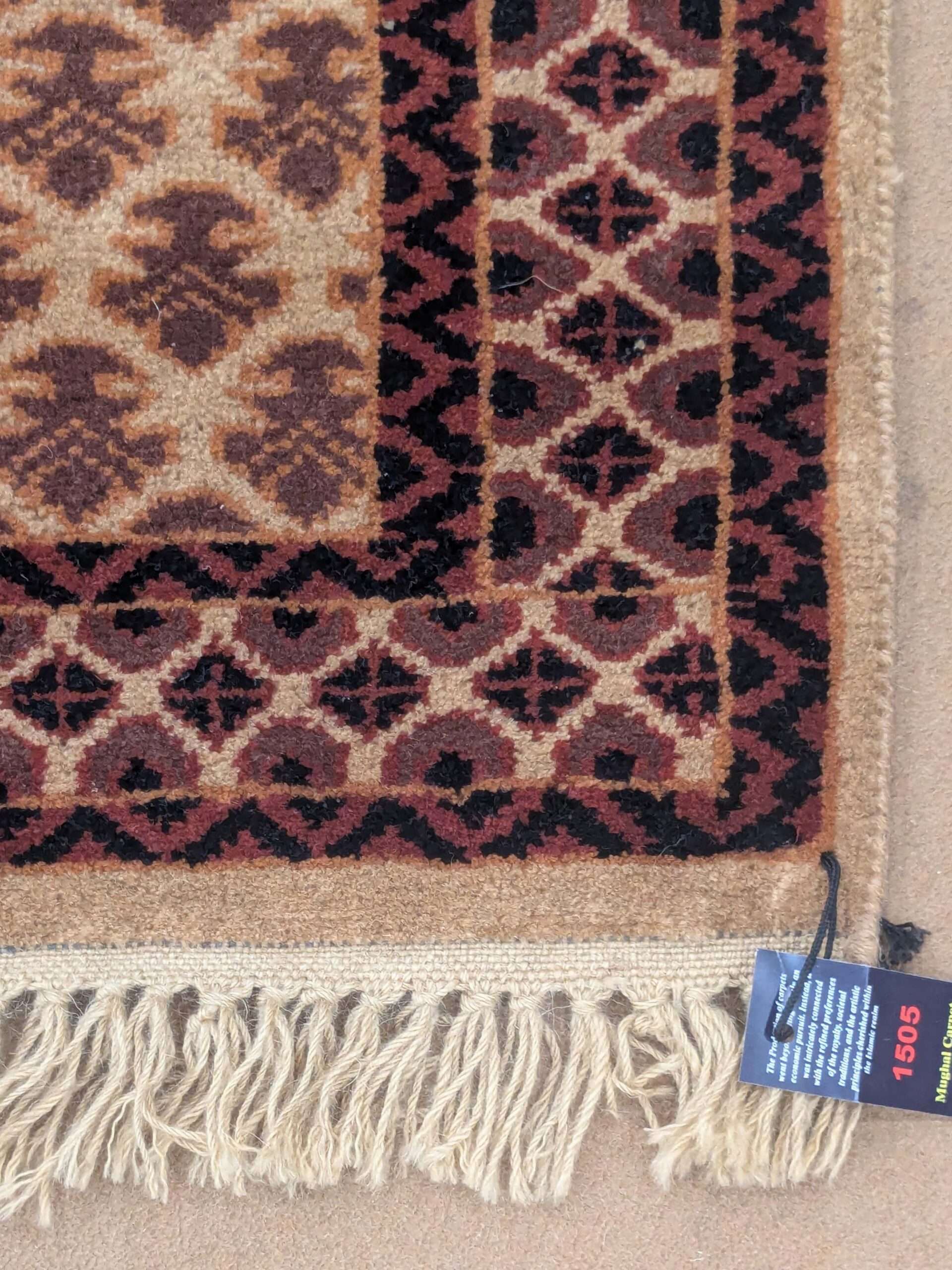 Beige Baby Elephant Foot Print Hand Knotted Runner Wool Carpet - 2FT X 6FT | 60CM X 180CM - Image 5