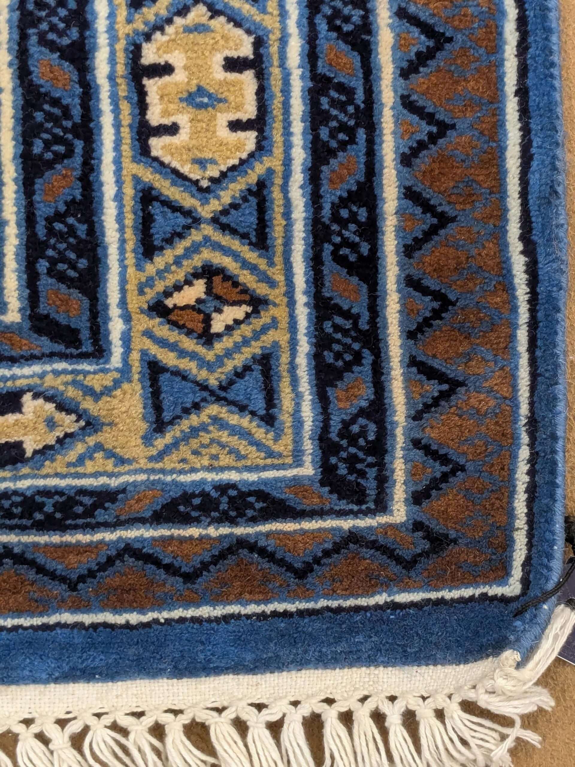 Blue Tribal Hand Knotted Wool Carpet - 4FT X 6FT | 120CM X 180CM - Image 4