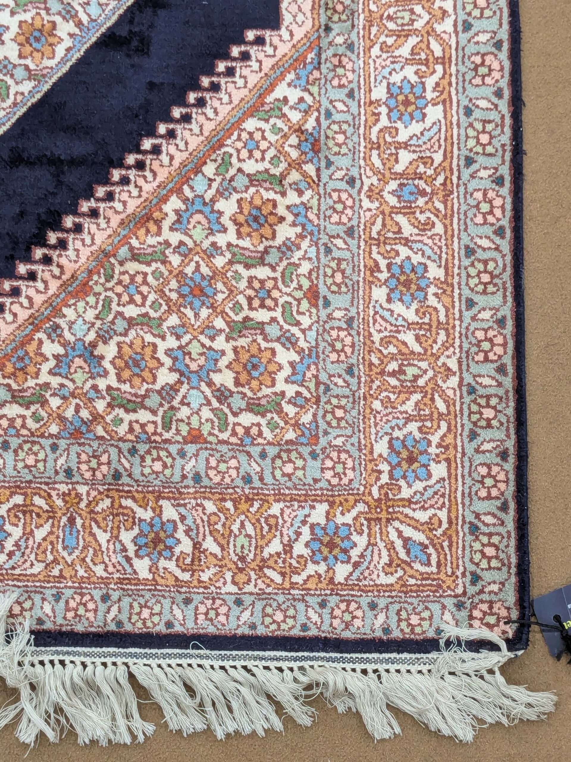 Blue Kirman Silk On Cotton Knotted Carpet - 3FT X 5FT | 90CM X 150CM - Image 4