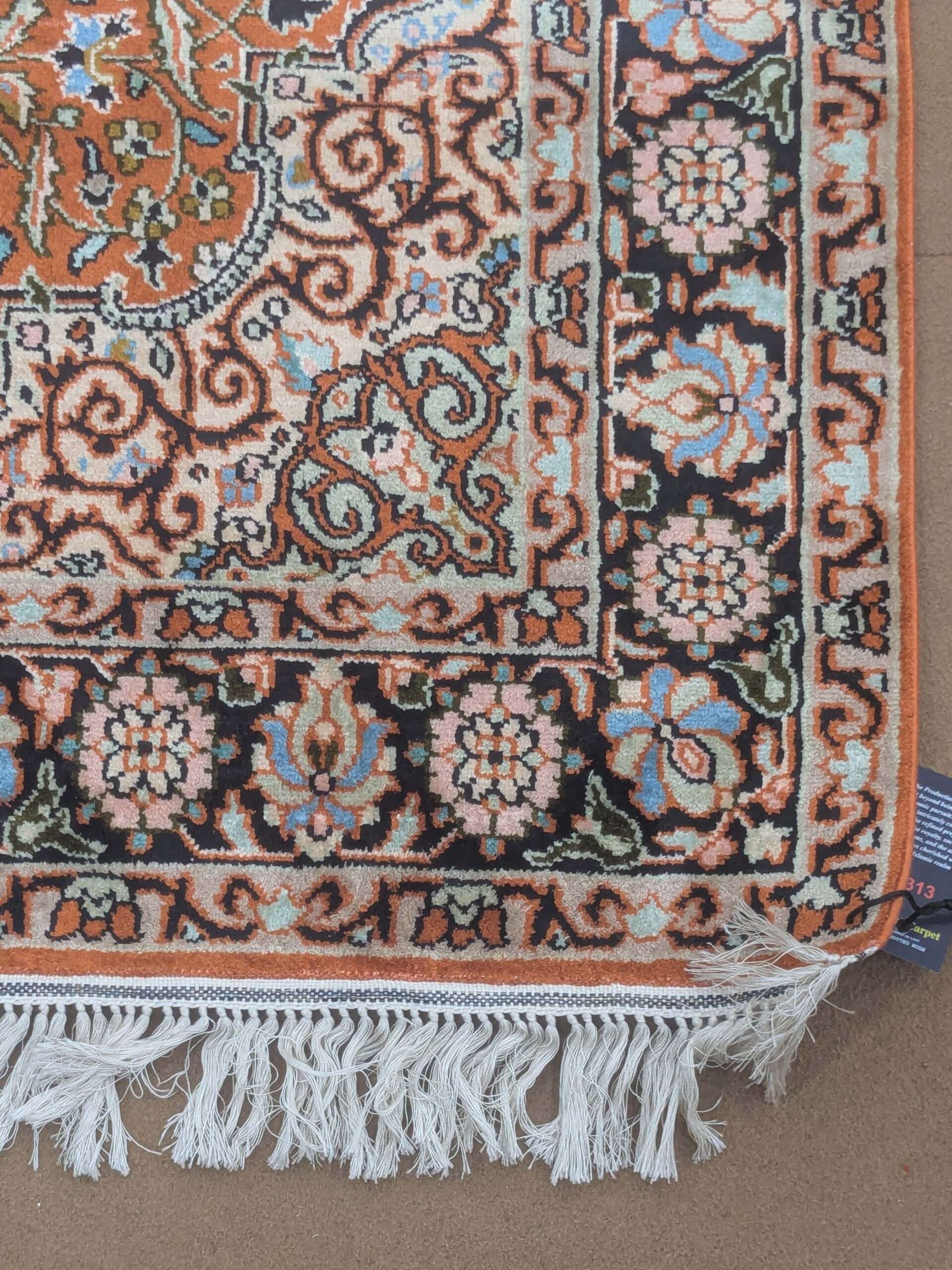 Persian Design Silk On Cotton Knotted Carpet - 3FT X 5FT | 90CM X 150CM - Image 4