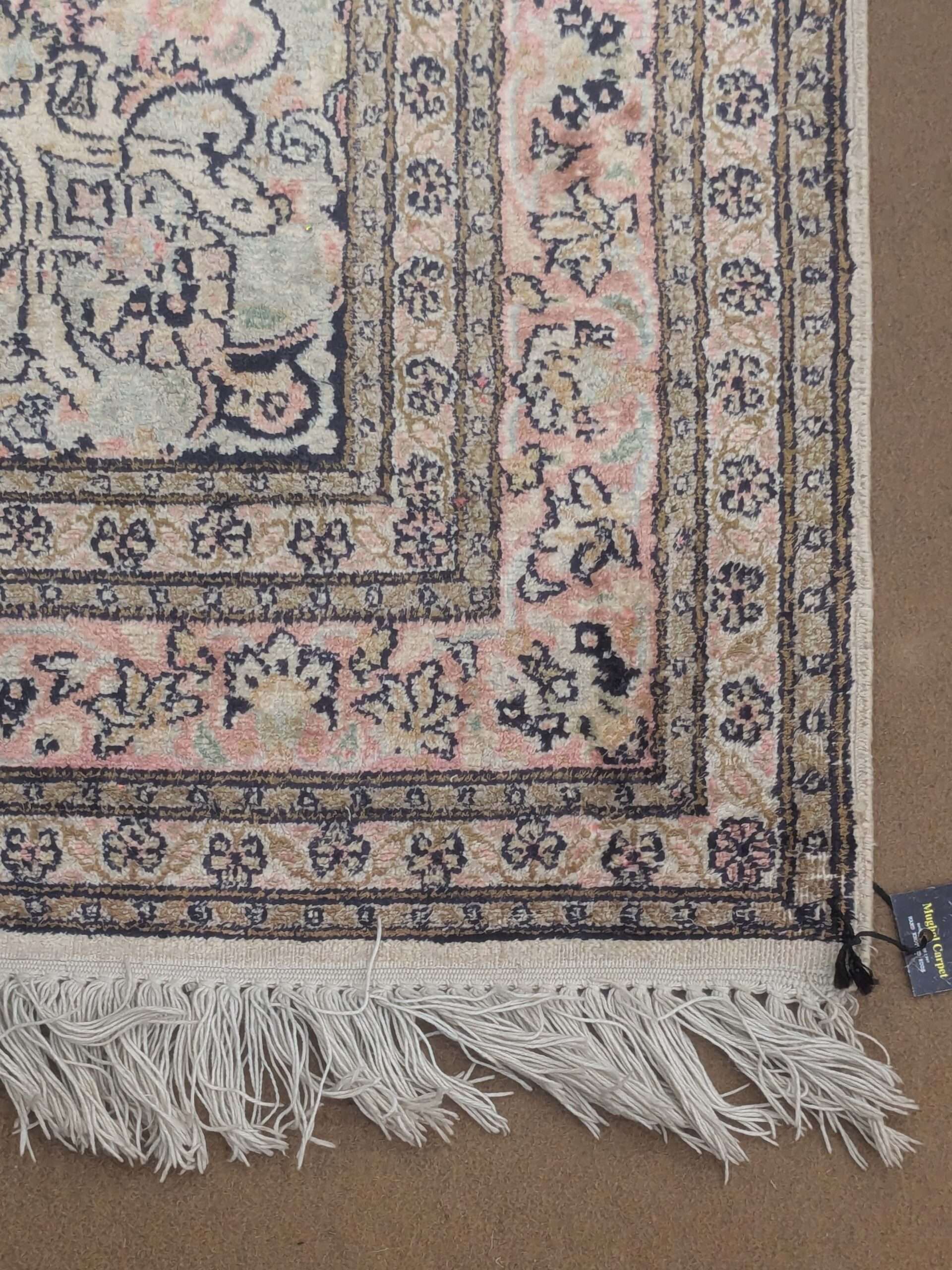 White Traditional Persian Silk On Cotton Knotted Carpet - 3FT X 5FT | 90CM X 150CM - Image 4