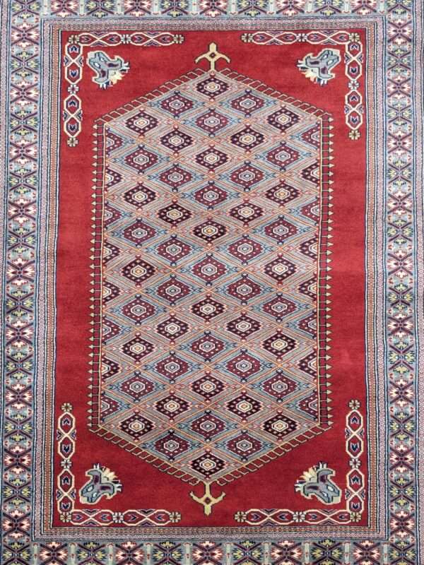 Red Kirman Hand Knotted Wool Carpet - 4FT X 6FT | 120CM X 180CM - Image 4