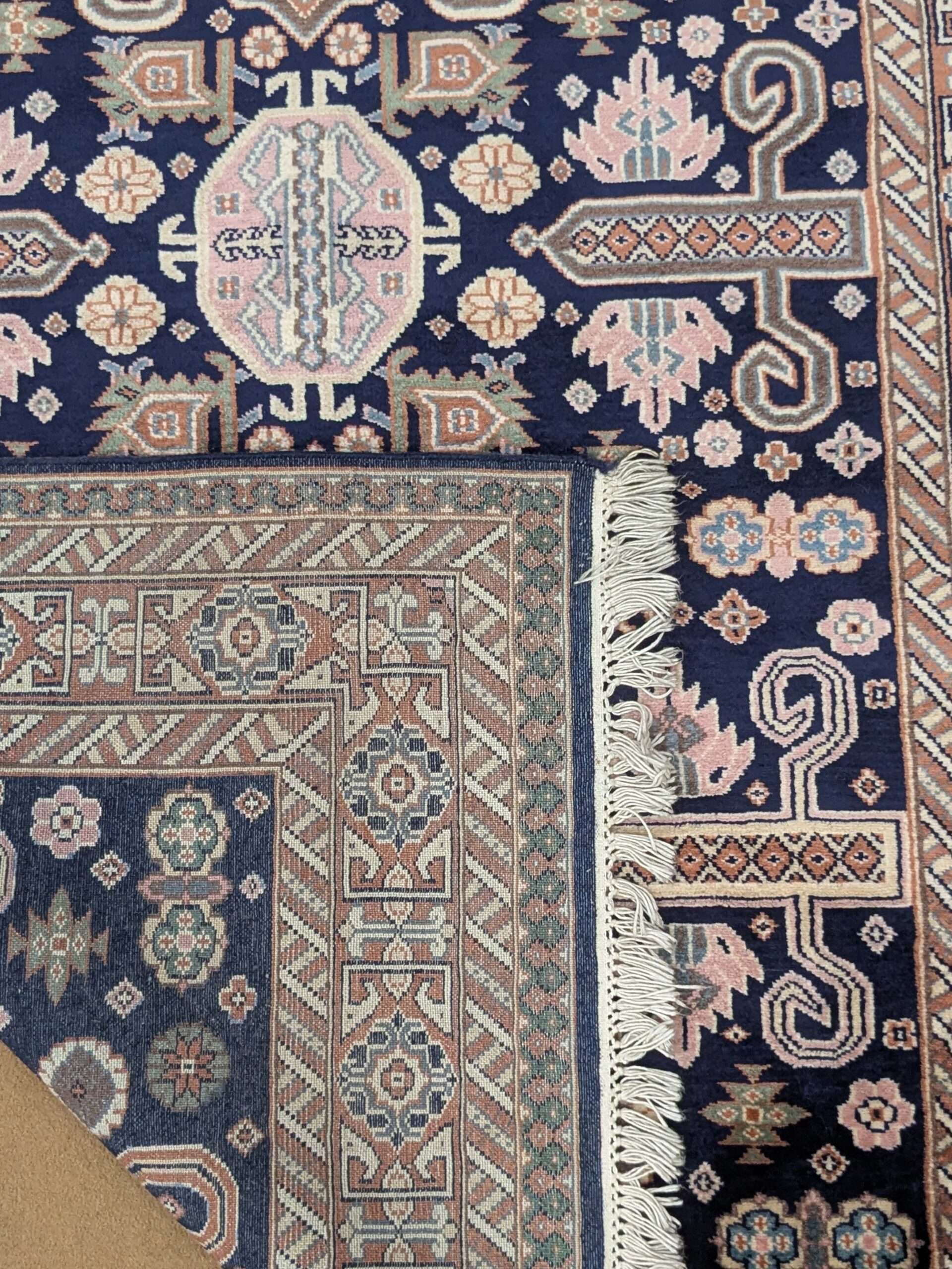 Blue Tribal Hand Knotted Wool Carpet - 4FT X 6FT | 120CM X 180CM - Image 4