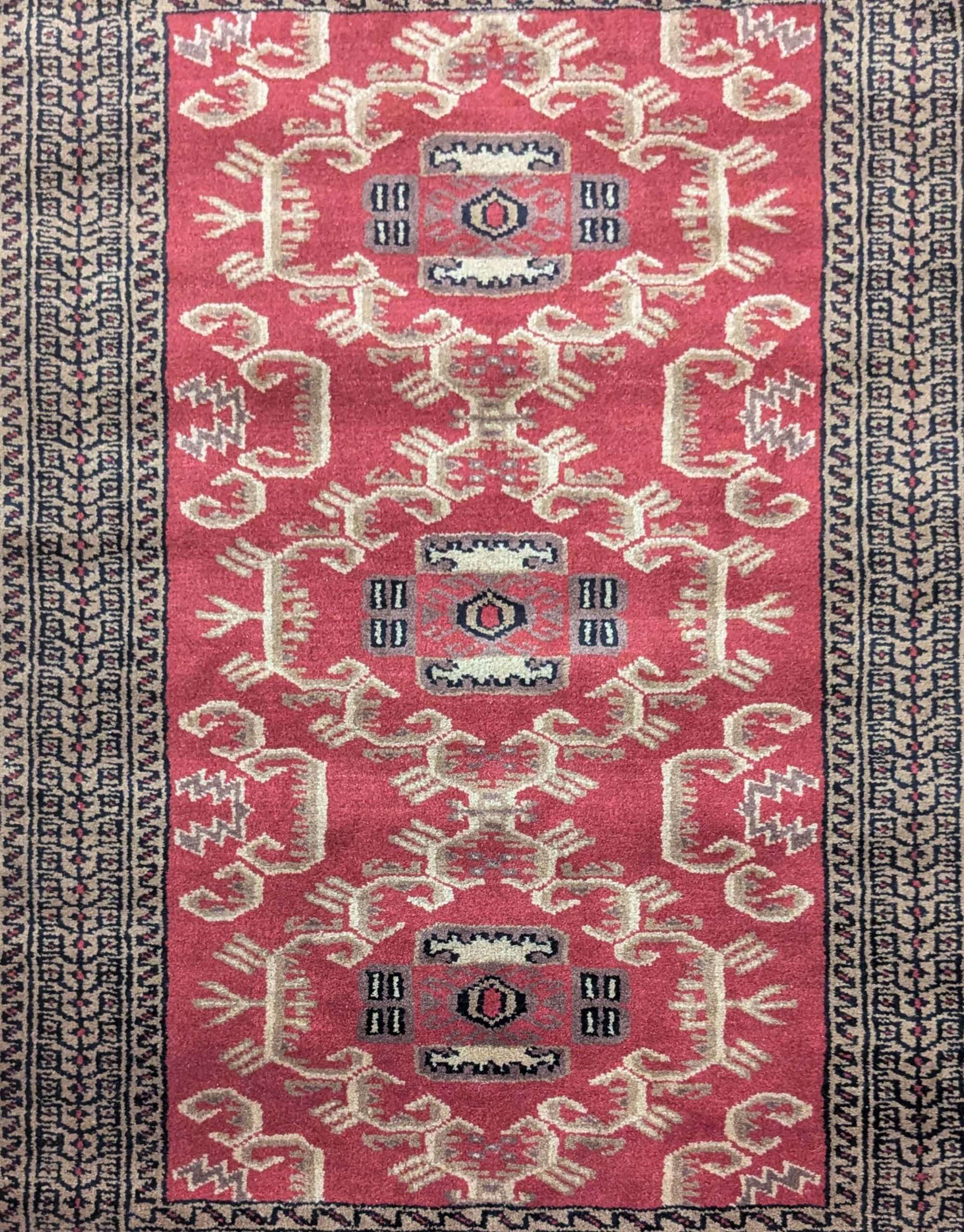 Red Tribal Hand Knotted Wool Carpet - 2.5FT X 4FT | 76CM X 122CM - Image 4