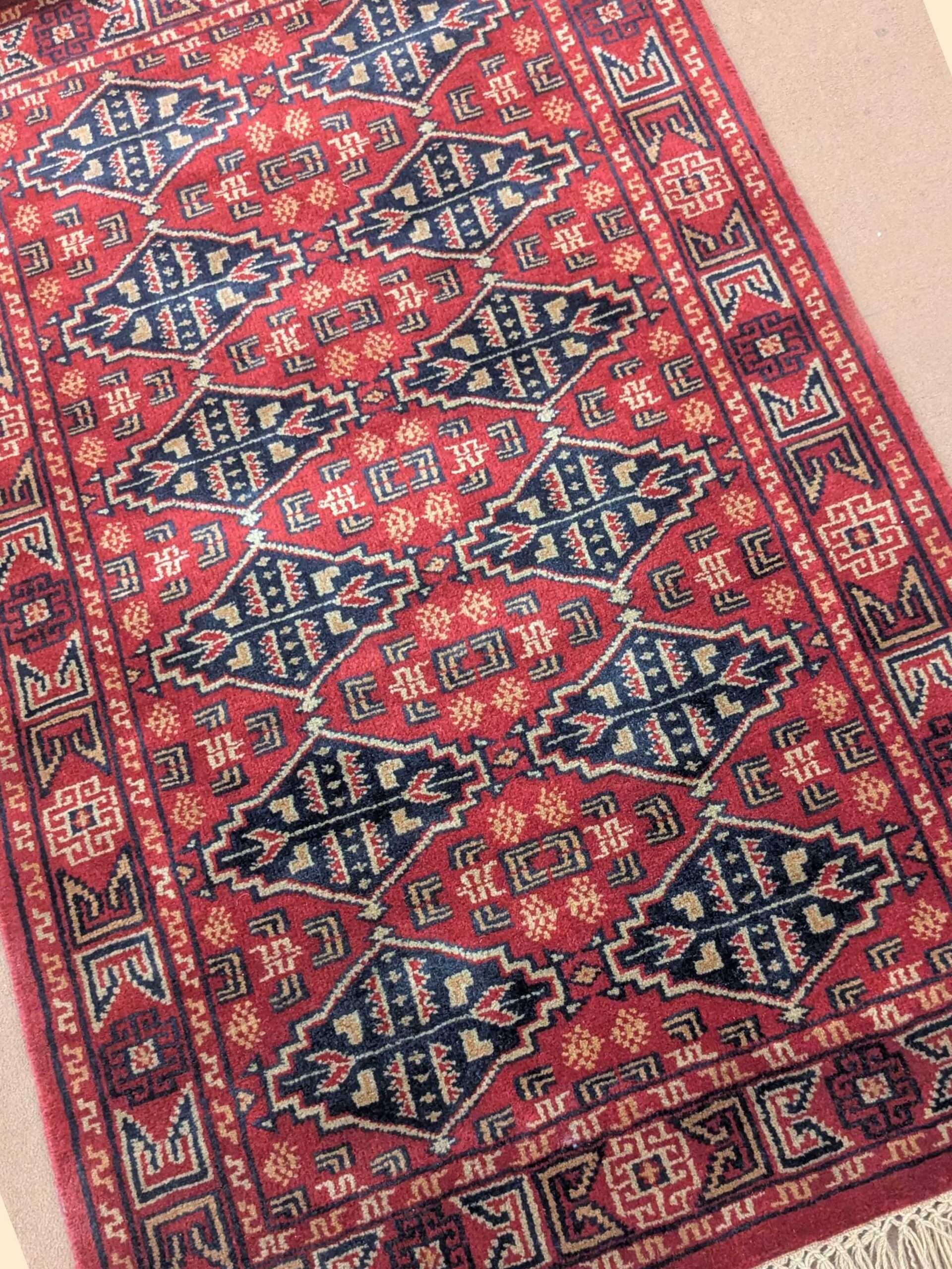 Red Tribal Hand Knotted Wool Carpet - 2.5FT X 4FT | 76CM X 122CM - Image 5