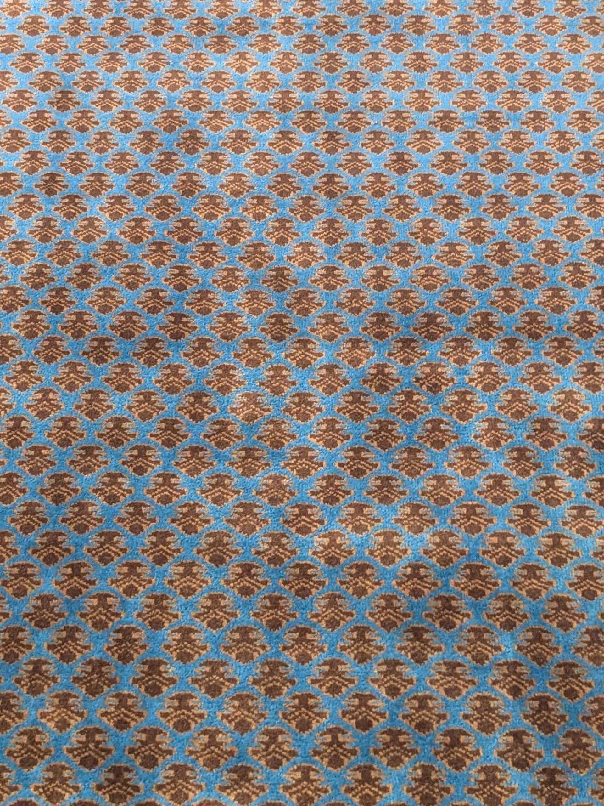 Blue Baby Elephant Foot Print Hand Knotted Wool Carpet - 5FT X 7FT | 150CM X 210CM - Image 5