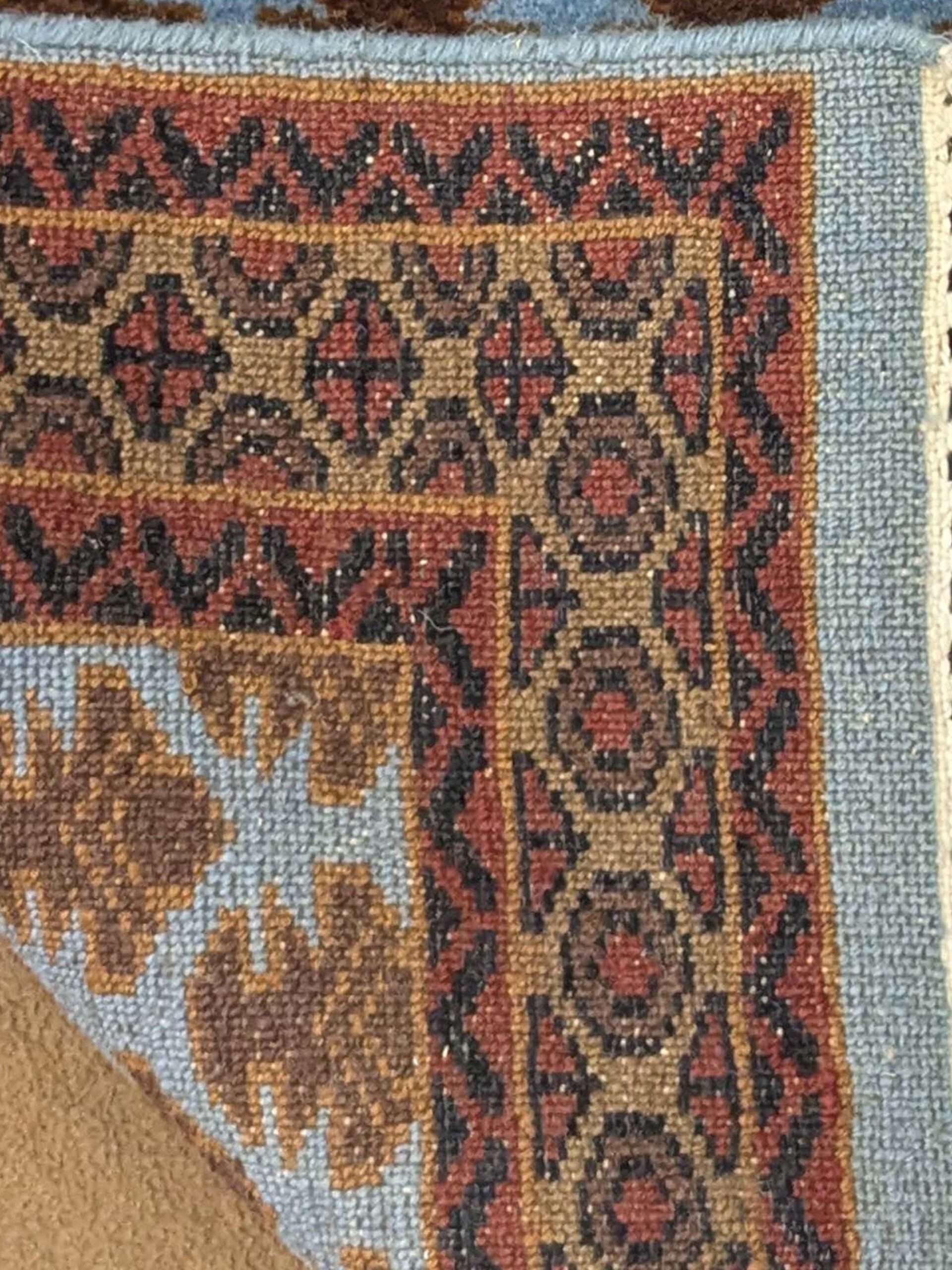 Blue Baby Elephant Foot Print Hand Knotted Wool Carpet - 2FT X 3FT | 60CM X 90CM - Image 5