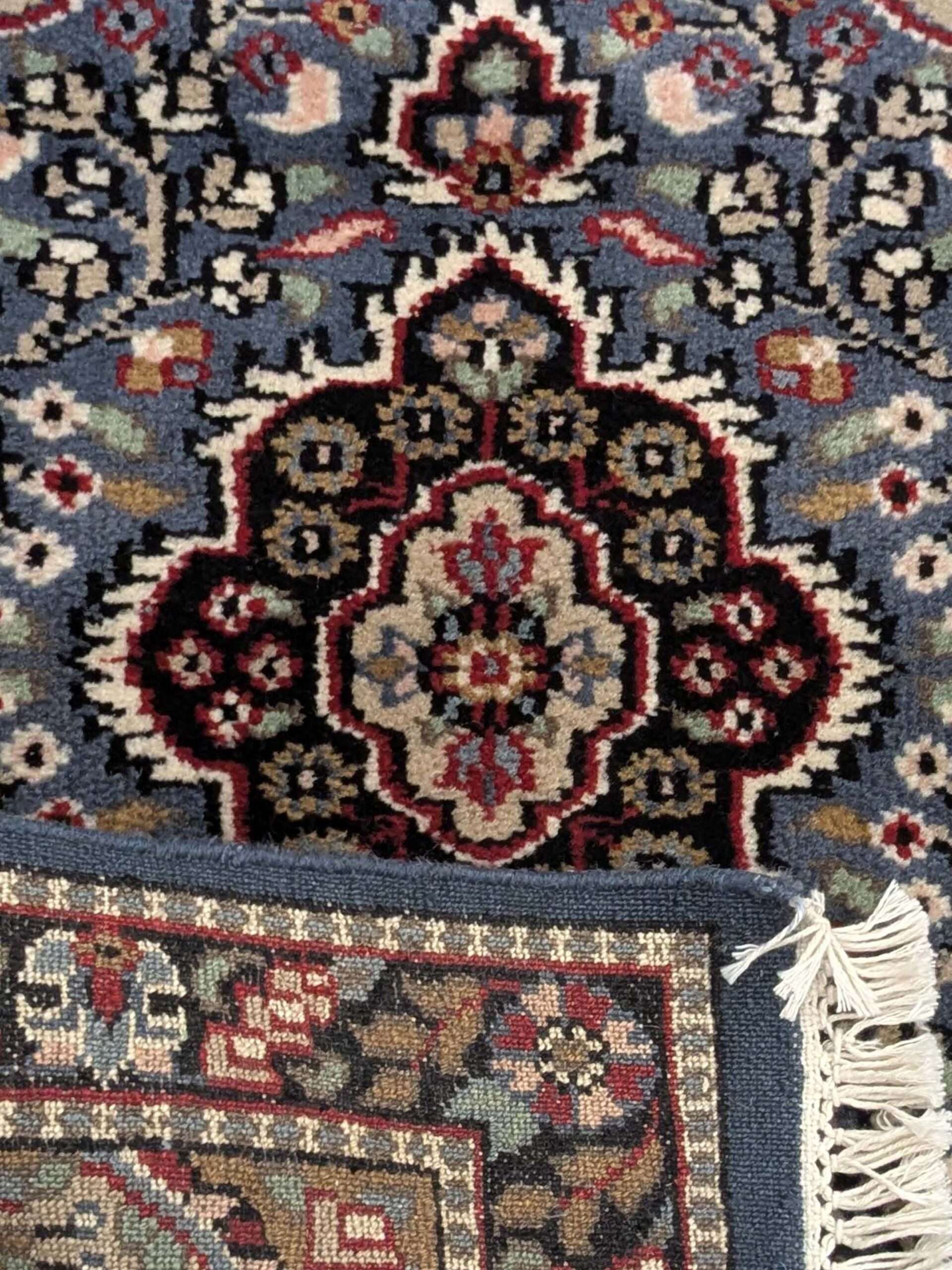 Blue Persian Hand Knotted Wool Carpet - 2FT X 3FT | 60CM X 90CM - Image 5