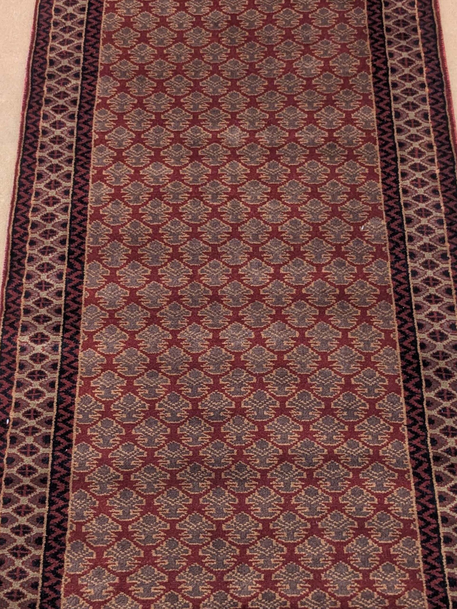 Red Baby Elephant Foot Print Hand Knotted Runner Wool Carpet - 2.5FT X 8FT | 75CM X 240CM - Image 5